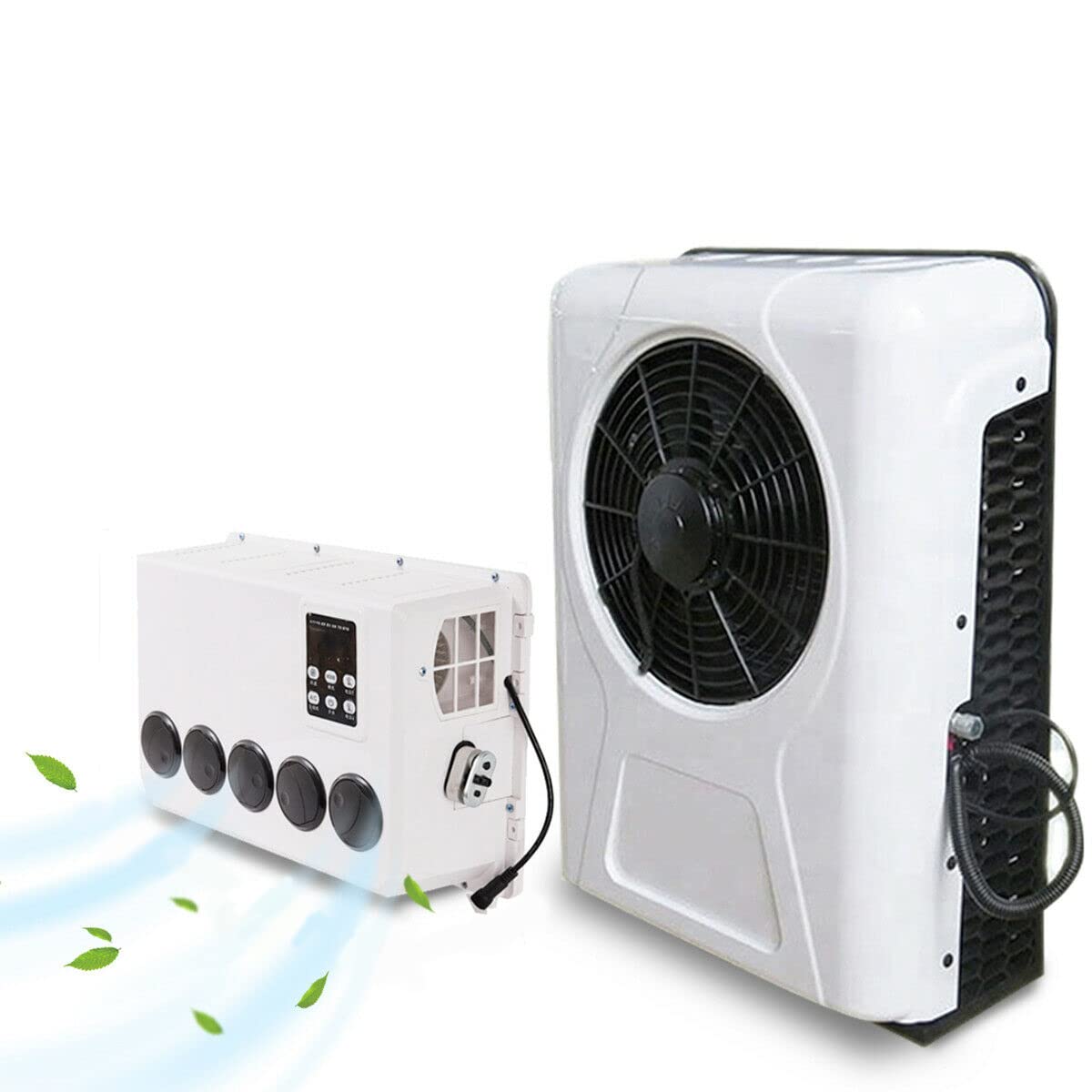 12V DC RV Truck Air Conditioner Unit - Intelligent Inverter Parking AC with Quiet Cooling for Campers & Vehicles - Perfect for Road Trips & Outdoor Adventures (White)