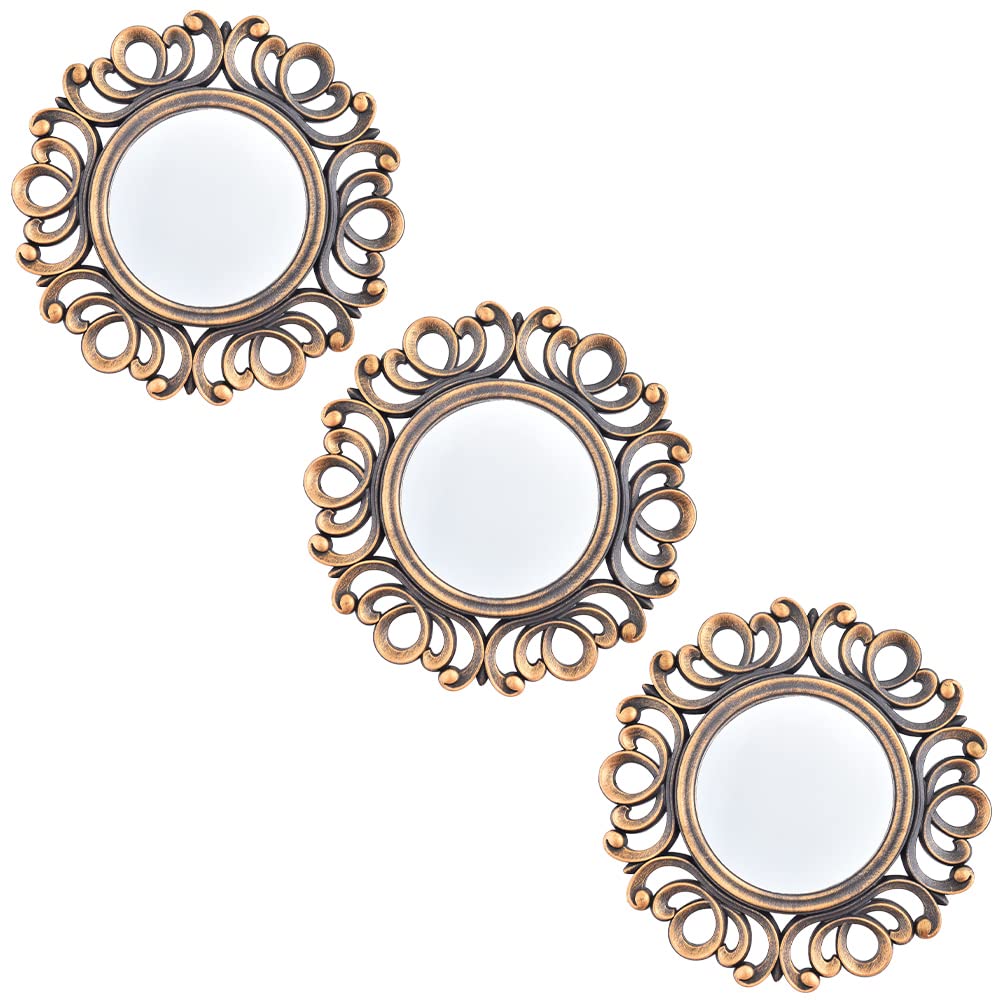 3-Pack Small Round Wall Mirrors for Home Decor - Stylish Circle Mirrors for Living Room, Bedroom & Bathroom | Modern Decorative Wall Art Accessories (Style0014) | Perfect for Creating Cozy Spaces & Enhancing Natural Light