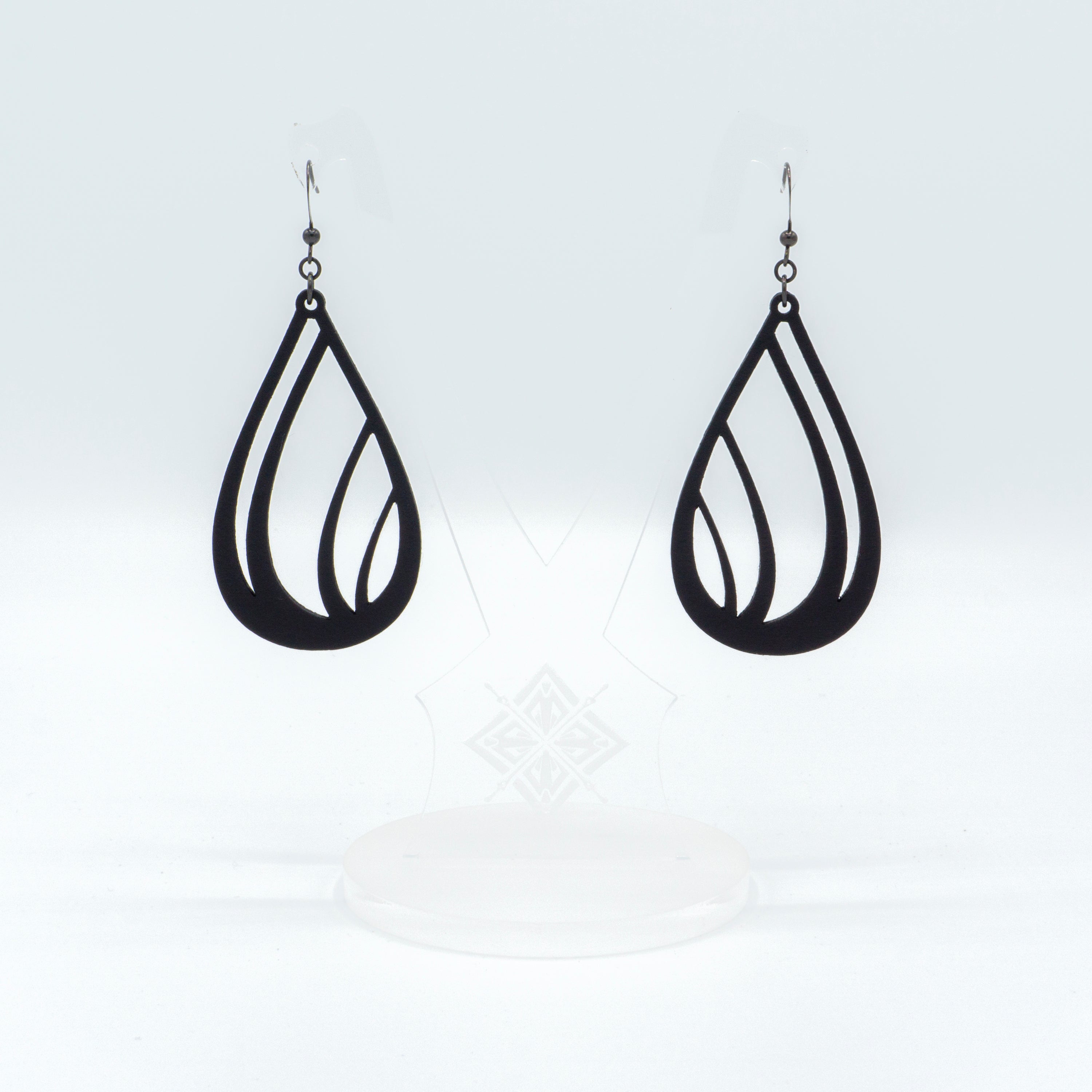 Black Leather Earrings for Women - Handmade Drop 03 [L] Boho Chic Dangle Earrings - Perfect for Casual Wear, Parties & Special Occasions