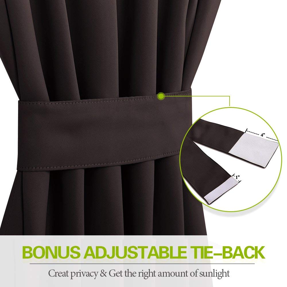 Double Pinch Pleat Blackout Curtains 96x108 Inches - Extra Long 2 Story Window Drapes, Dark Chocolate, 1 Panel with Hooks for Living Room & Bedroom Light Blocking