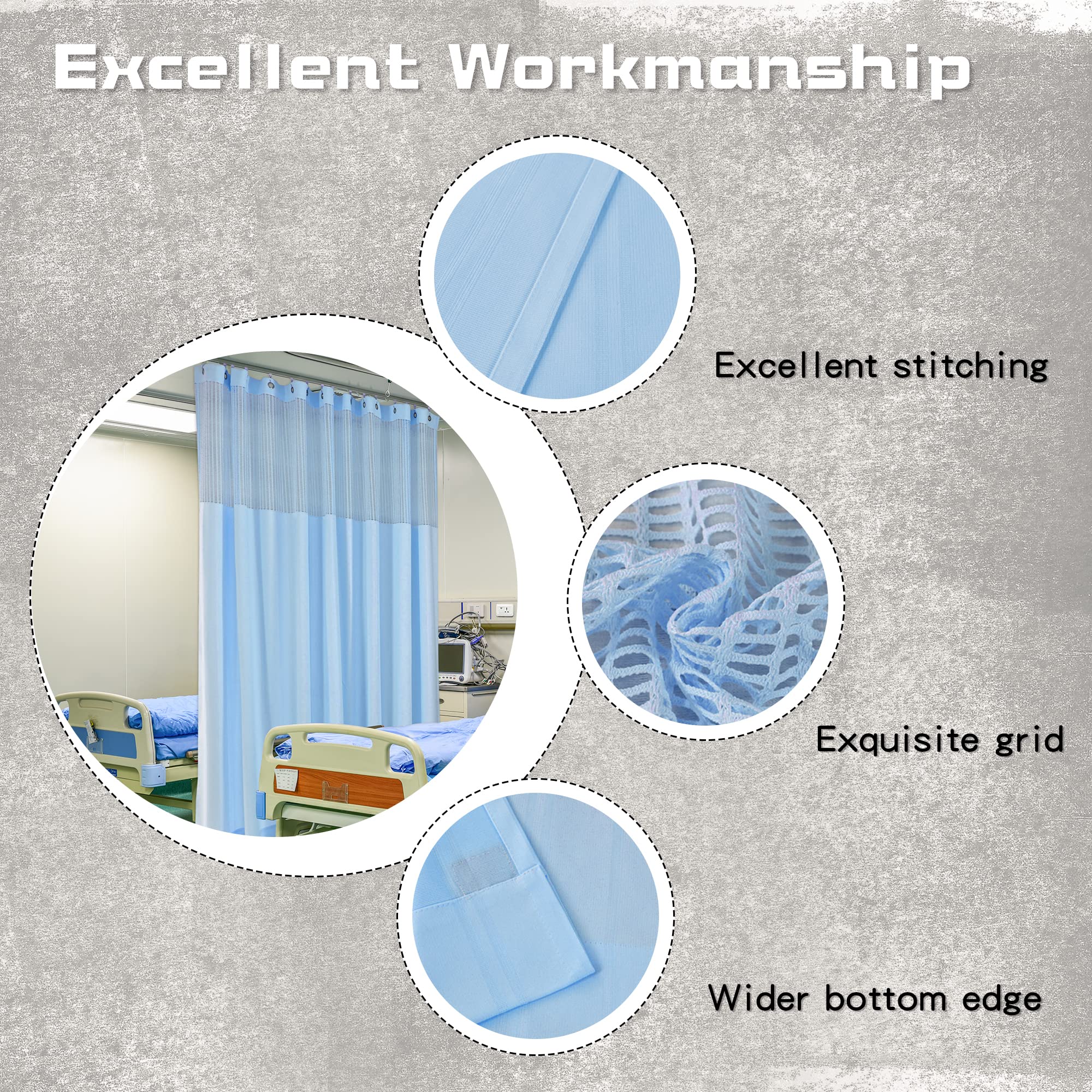 MAIHER Blue Striped Medical Office Curtain - 5x8ft Room Divider Privacy Panel for Hospitals, Clinics & Home Use | Easy Room Separation & Decoration