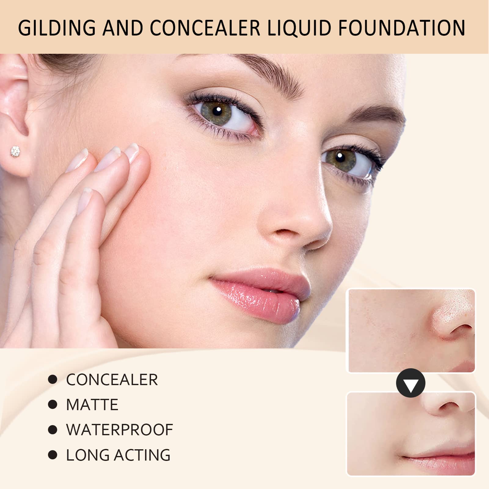 Waterproof Long-Lasting Liquid Concealer & Foundation - Ivory (2PCS) | Skin Tender & Flawless Coverage for Daily Makeup & Special Occasions