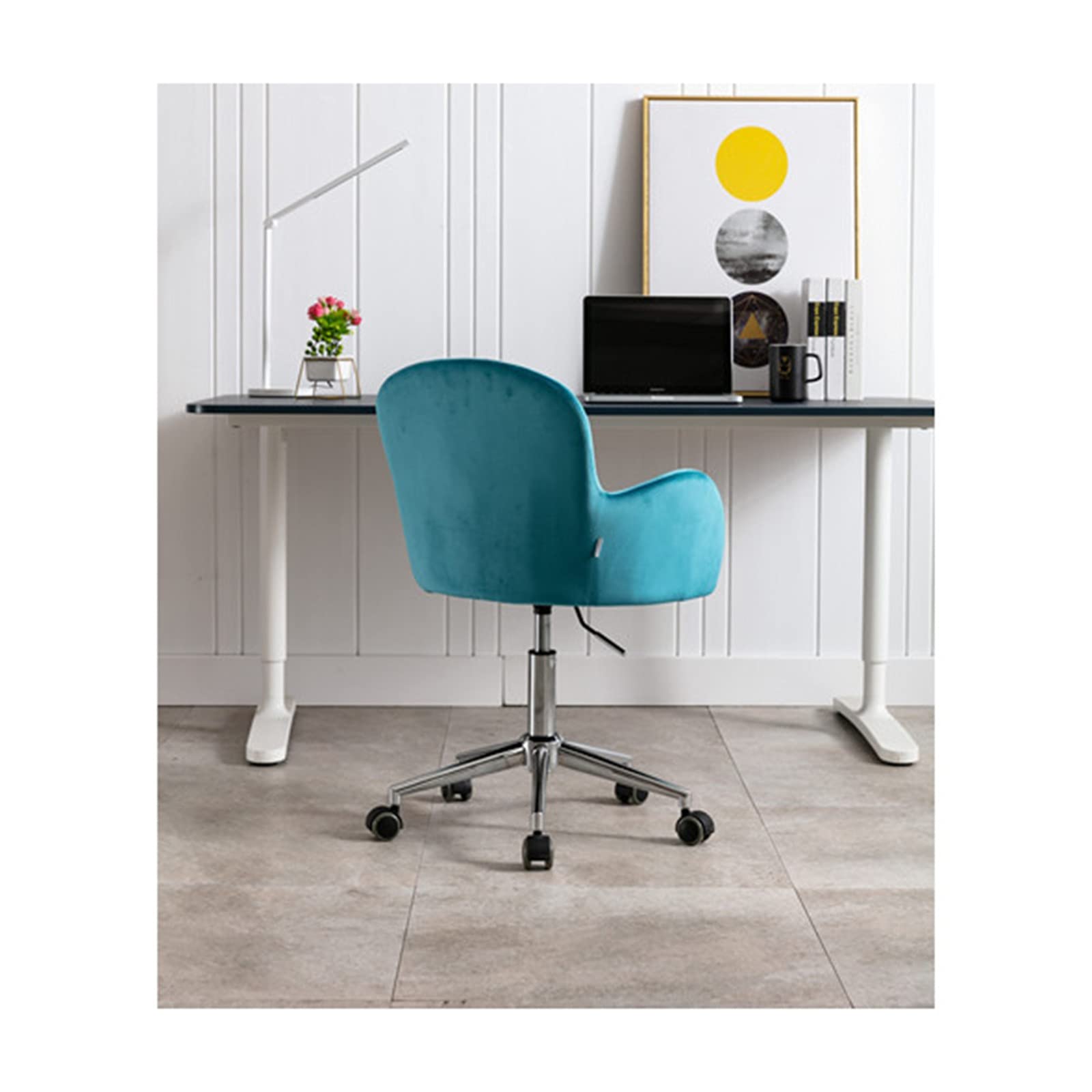 Velvet Swivel Shell Chair - Modern Computer Desk & Office Chair with Armrests, Lake Blue - Perfect for Home Office, Living Room & Leisure Spaces