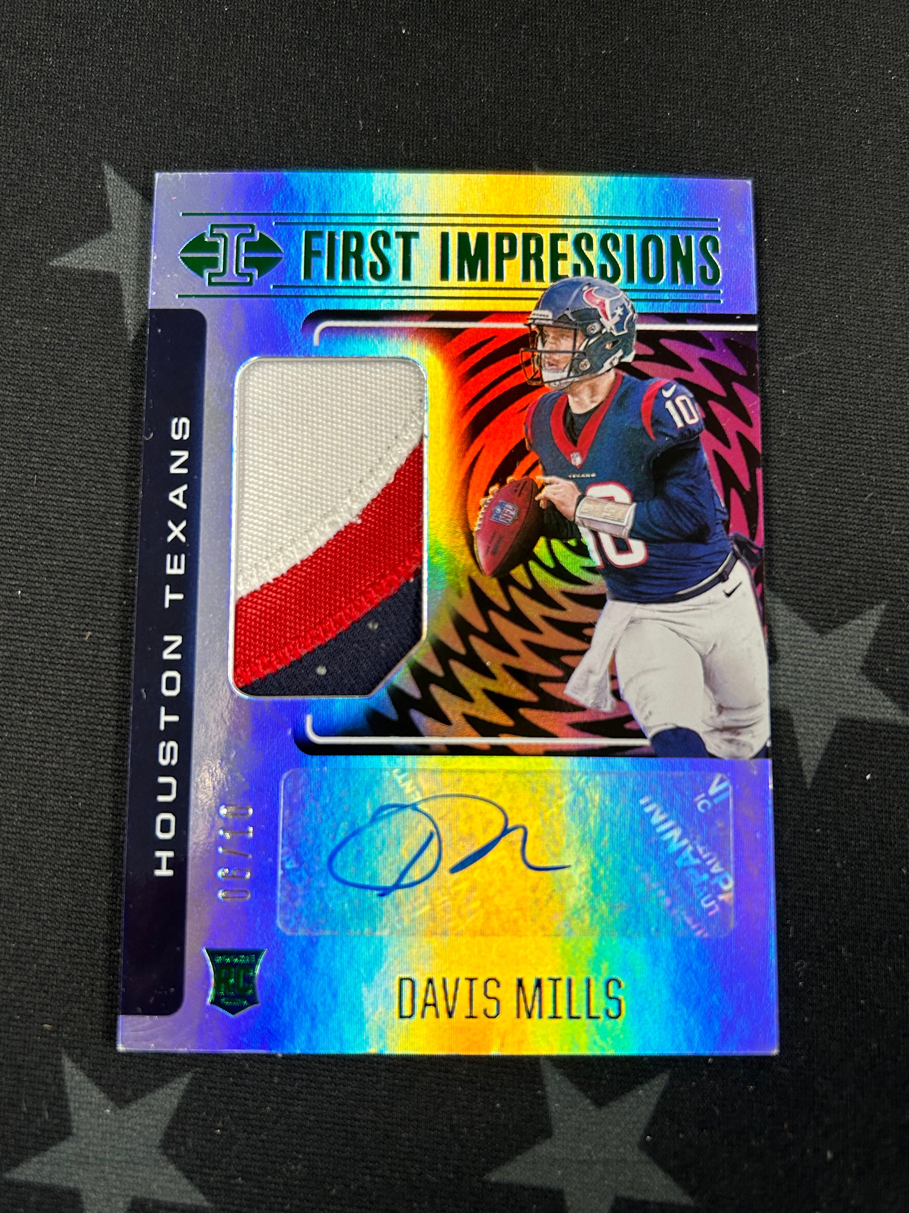 2021 Panini Illusions Football First Impressions Davis Mills Rookie Patch Auto #122/10 - Rare Collectible for NFL Fans & Sports Memorabilia Enthusiasts