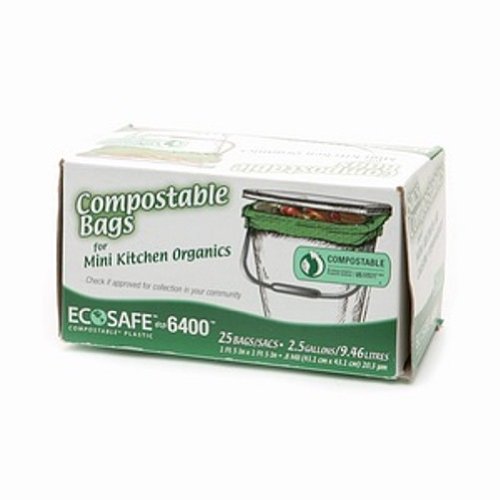 EcoSafe 2.6 Gallon Compostable Trash Bags - 25 Count Biodegradable Eco-Friendly Kitchen Waste Bags for Food Scraps, Yard Waste & Home Composting
