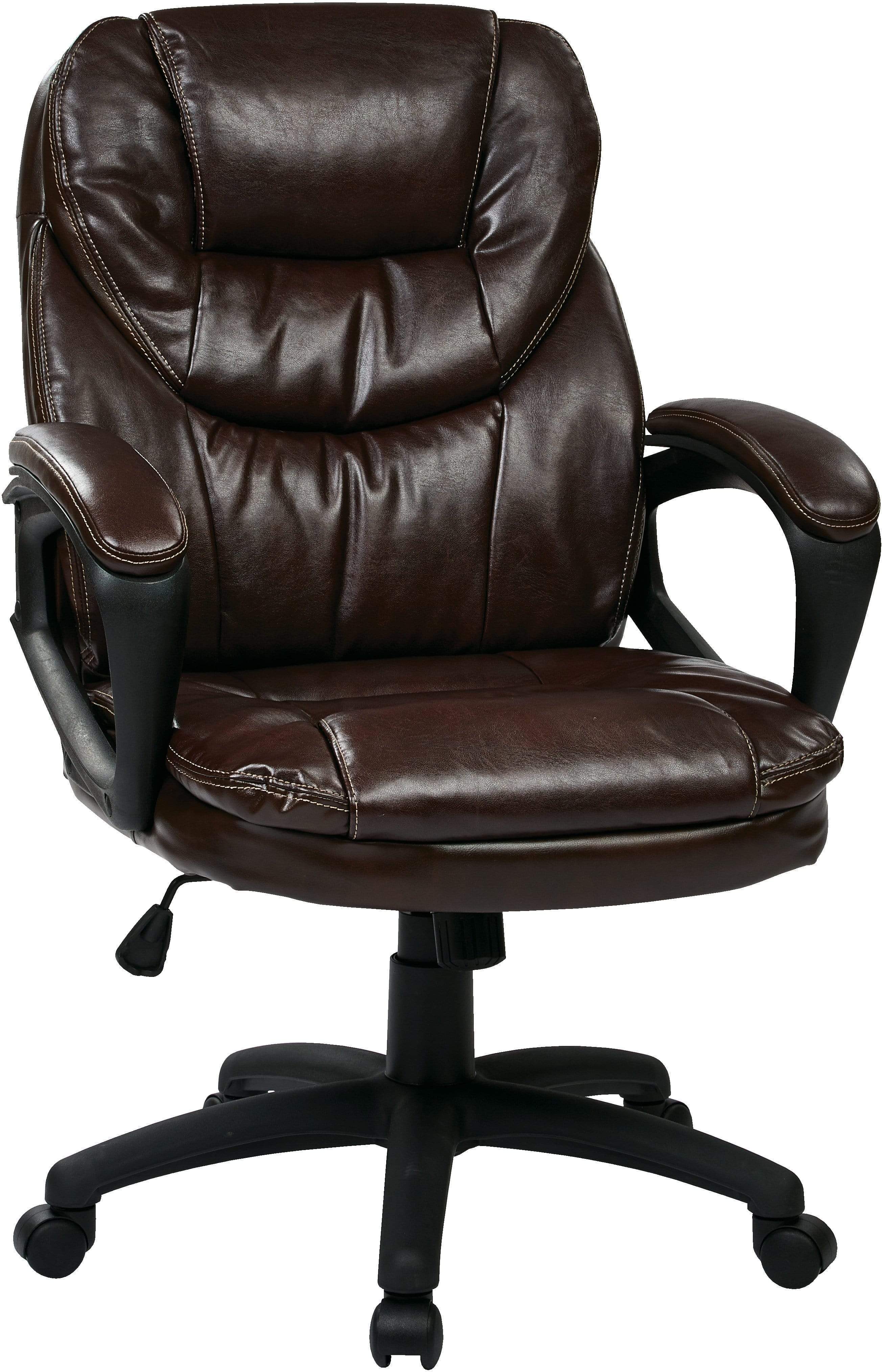 Office Star Work Smart™ Faux Leather Managers Chair with Adjustable Height & Tilt - Ergonomic Executive Office Chair for Home & Business [FL660] - Perfect for Long Work Hours & Conference Rooms