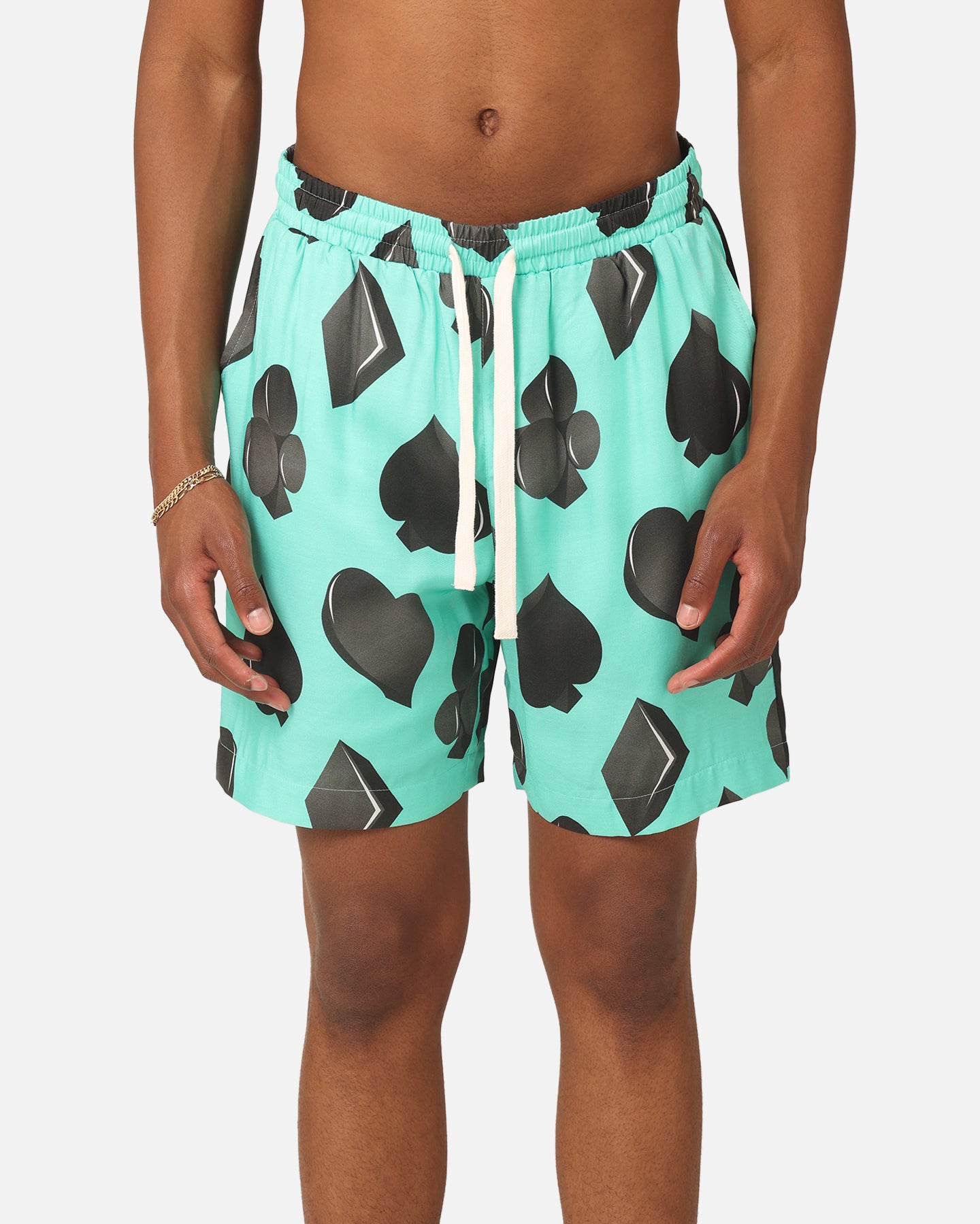 99 Cabana Four Suits Shorts for Men - Quick-Dry Swim Trunks with Pockets - Teal/Black - Perfect for Beach, Pool, and Summer Vacations