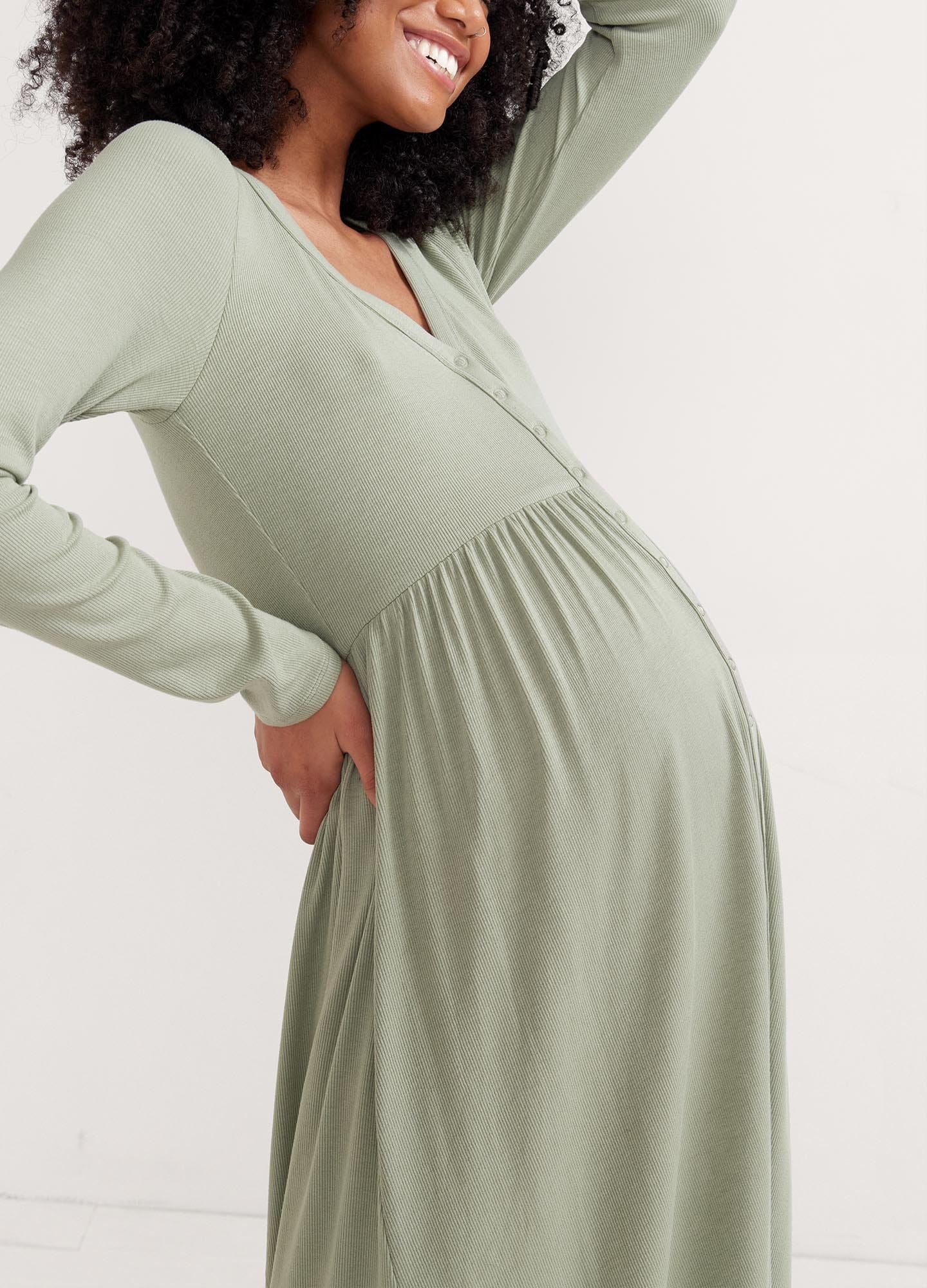 Ultra Soft Rib Nursing Dress for Breastfeeding Moms - Comfortable Maternity Wear for Nursing, Lounging & Everyday Use