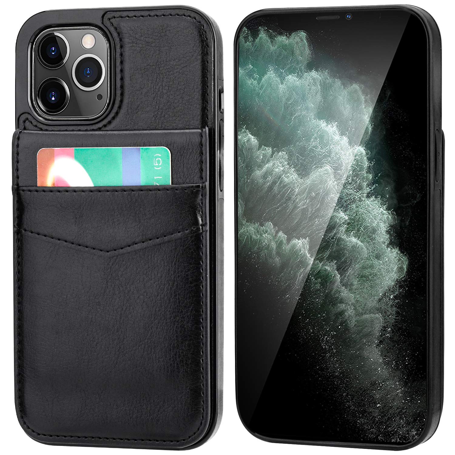 Premium Leather iPhone 12 Pro Max Case with Wallet & Credit Card Holder - Magnetic Clasp & Kickstand - Heavy Duty 6.7