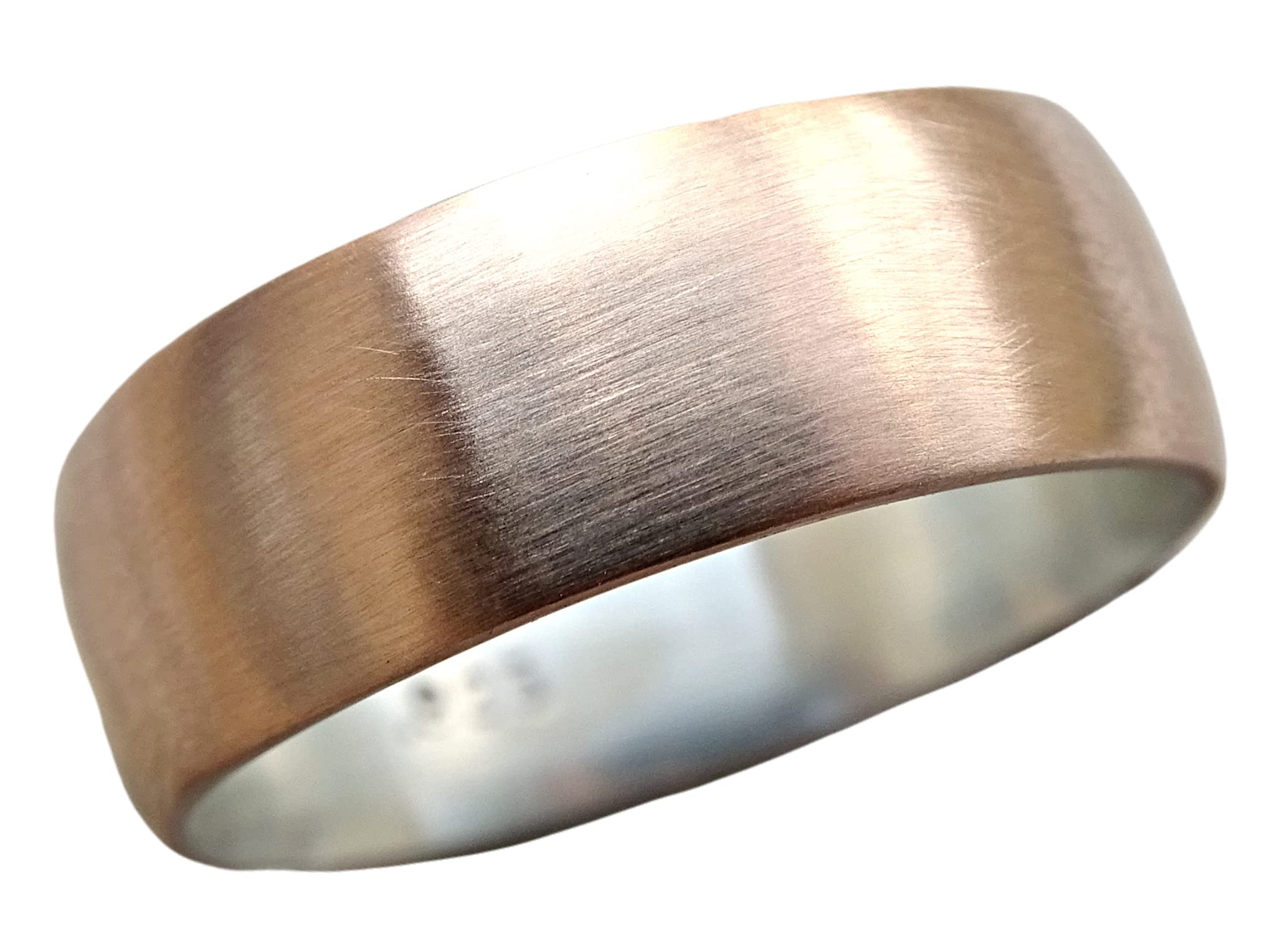 Vintage Bronze and Silver Men's Wedding Band - Mixed Metal Domed Ring for Anniversary Gift, Perfect for Everyday Wear and Special Occasions