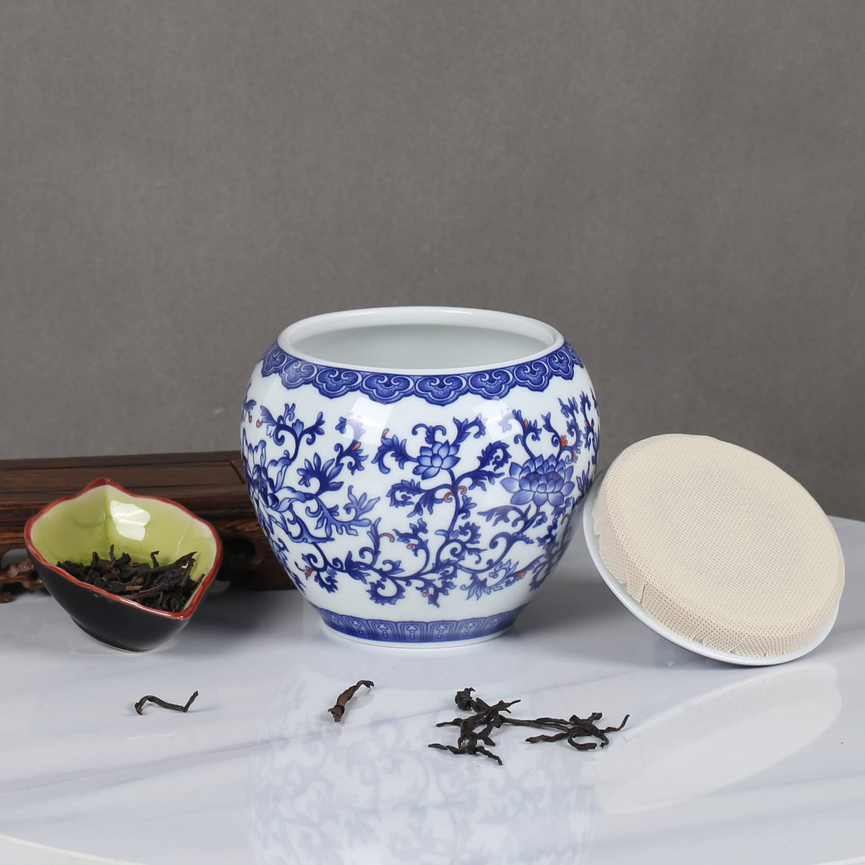 Blue and White Porcelain Ginger Jars - Traditional Chinoiserie Round Ceramic Storage Jars with Sealed Lids for Home Decor, Kitchen Organization & Dining Table Centerpiece (Wish Jar) - Perfect for Asian-Inspired Home Decor, Wedding Centerpieces & Luxury Gift Giving