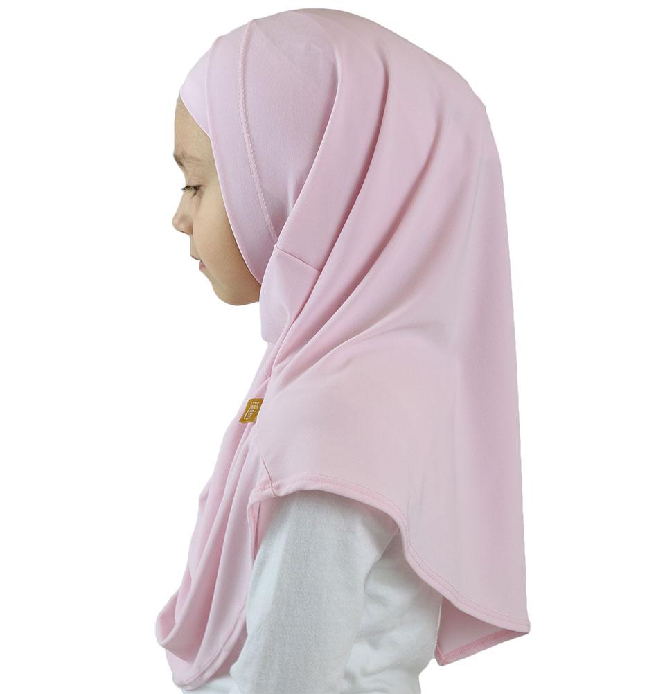 Light Pink Girls Hijab Scarf & Bonnet Set - Breathable Cotton Modest Muslim Headwear for School, Prayer & Everyday Wear