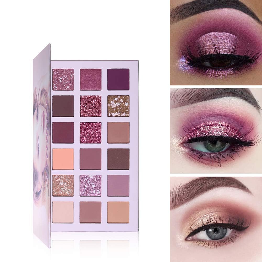 Kamz Beauty 18-Color Eyeshadow Palette Set - Nude & Rose Gold Shades with 7 Brushes, Eyeliner, Kajal, 3-in-1 Mascara & Beauty Blender (15-Piece Makeup Kit) - Perfect for Professional Makeup, Bridal Looks & Everyday Glam