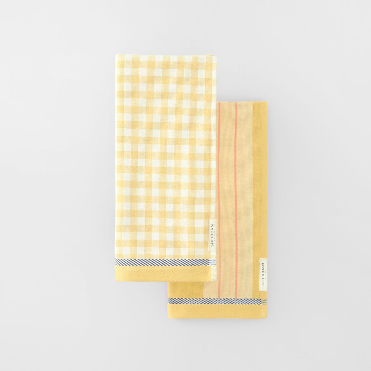 Sheridan Honey Gold Tea Towel Set - 2 Pack, Premium Cotton Kitchen Towels for Drying Dishes, Cleaning & Decor - Perfect for Home, Kitchen & Gifting