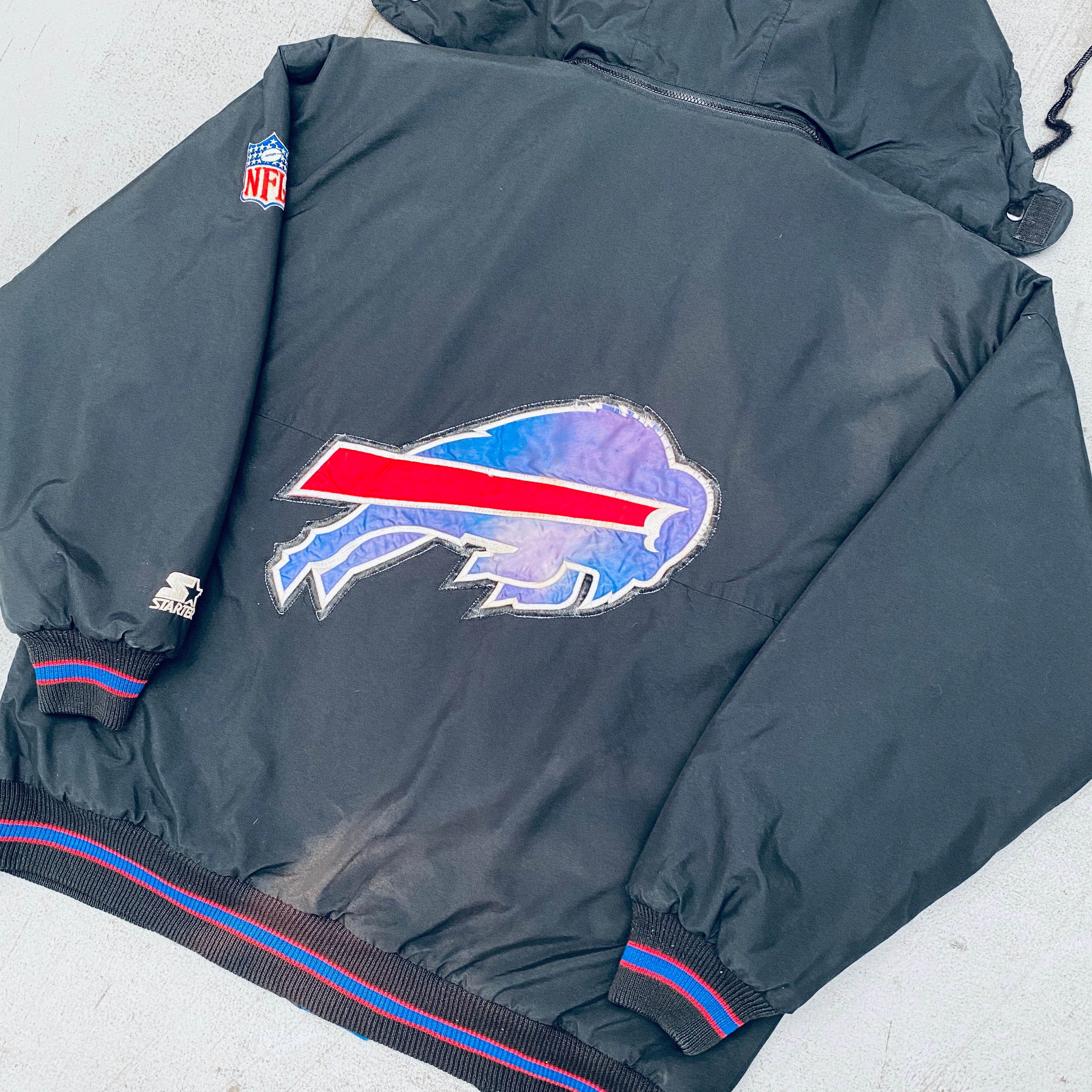 Buffalo Bills 1990s Blackout Full-Zip Starter Parka Jacket - XL | Vintage NFL Football Fan Outerwear for Cold Weather & Game Day Tailgating