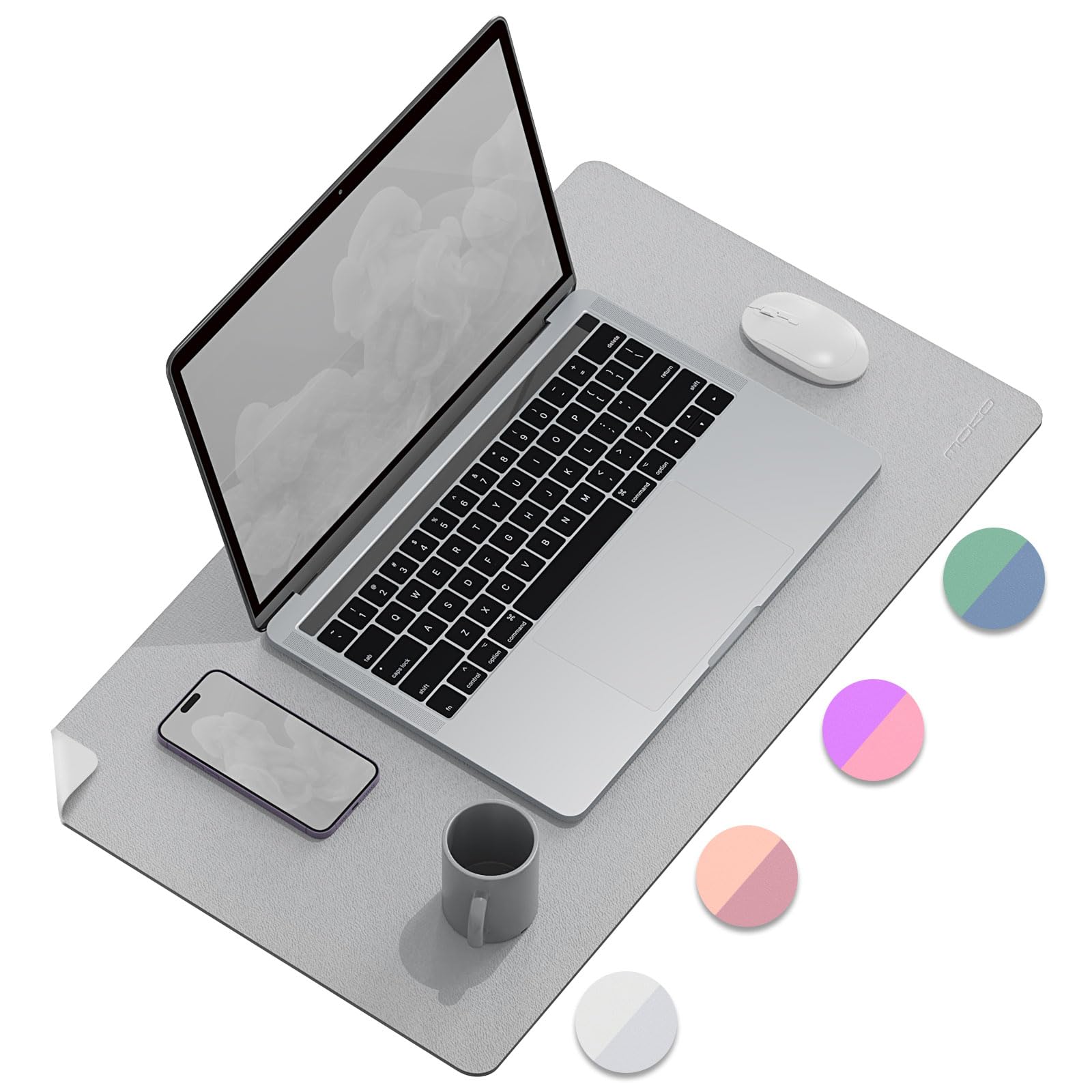 MoKo Dual-Sided Leather Desk Mat - Waterproof Office Desk Pad for Keyboard & Mouse (23.6