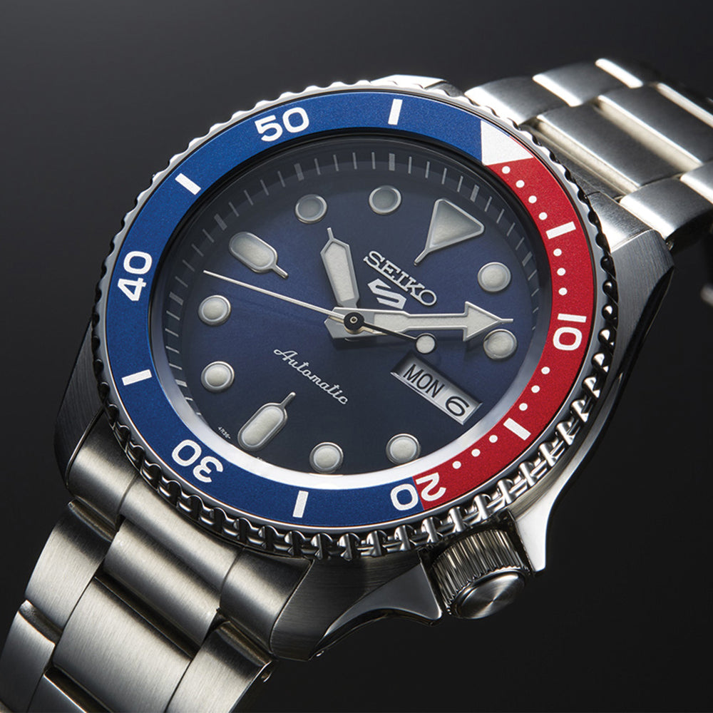 Seiko SRPD53 5 Sports Automatic Diver Watch 42.5mm Blue Dial Stainless Steel Bracelet - Perfect for Scuba Diving, Swimming & Everyday Wear
