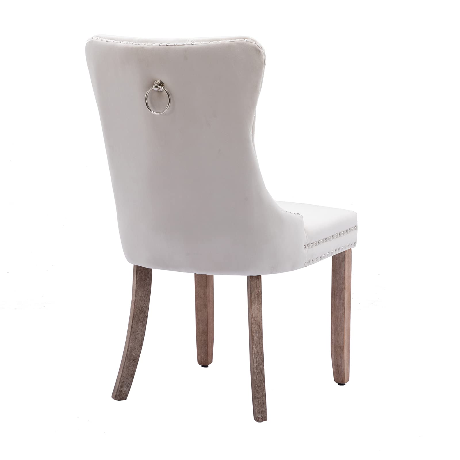 Aoowow 2-Piece Velvet Upholstered Dining Chairs Set - Wingback Armless Side Chairs with Button Tufted Design & Solid Wood Legs for Kitchen, Dining Room - Elegant Beige Home Decor for Modern Living Spaces