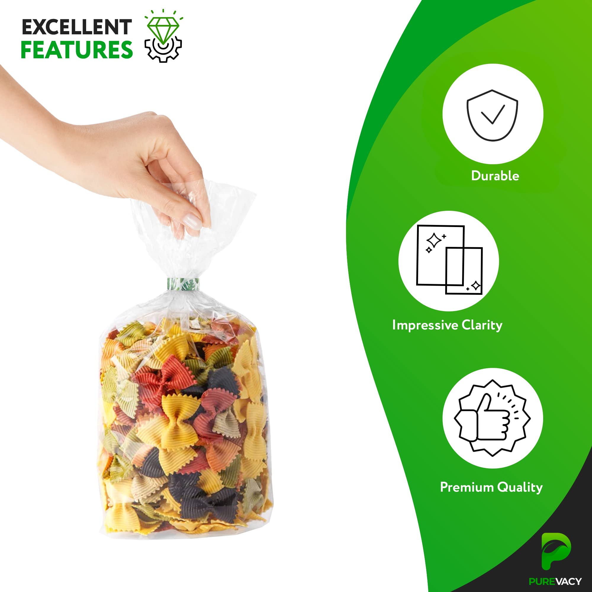 1000 Pack 8x3x20 Inch Clear Side Gusseted Plastic Gift Bags - 1 Mil Thick Leakproof Treat Bags for Party Favors, Baked Goods & Holiday Gifting - Perfect for Candy, Cookies, Wedding Favors & Bulk Packaging
