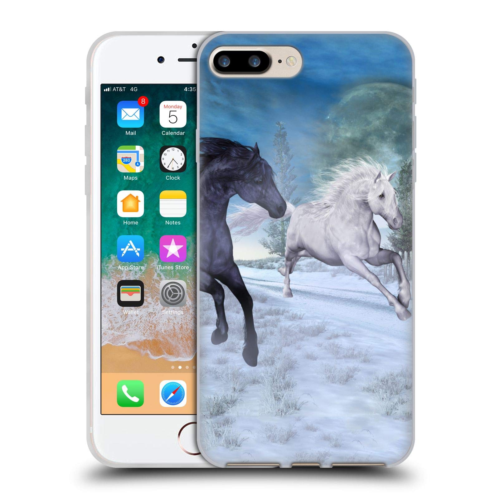 Head Case Designs Officially Licensed Simone Gatterwe Freedom in The Snow Horses Soft Gel Case for Apple iPhone 7 Plus/iPhone 8 Plus - Durable Protection for Outdoor Adventures & Daily Use