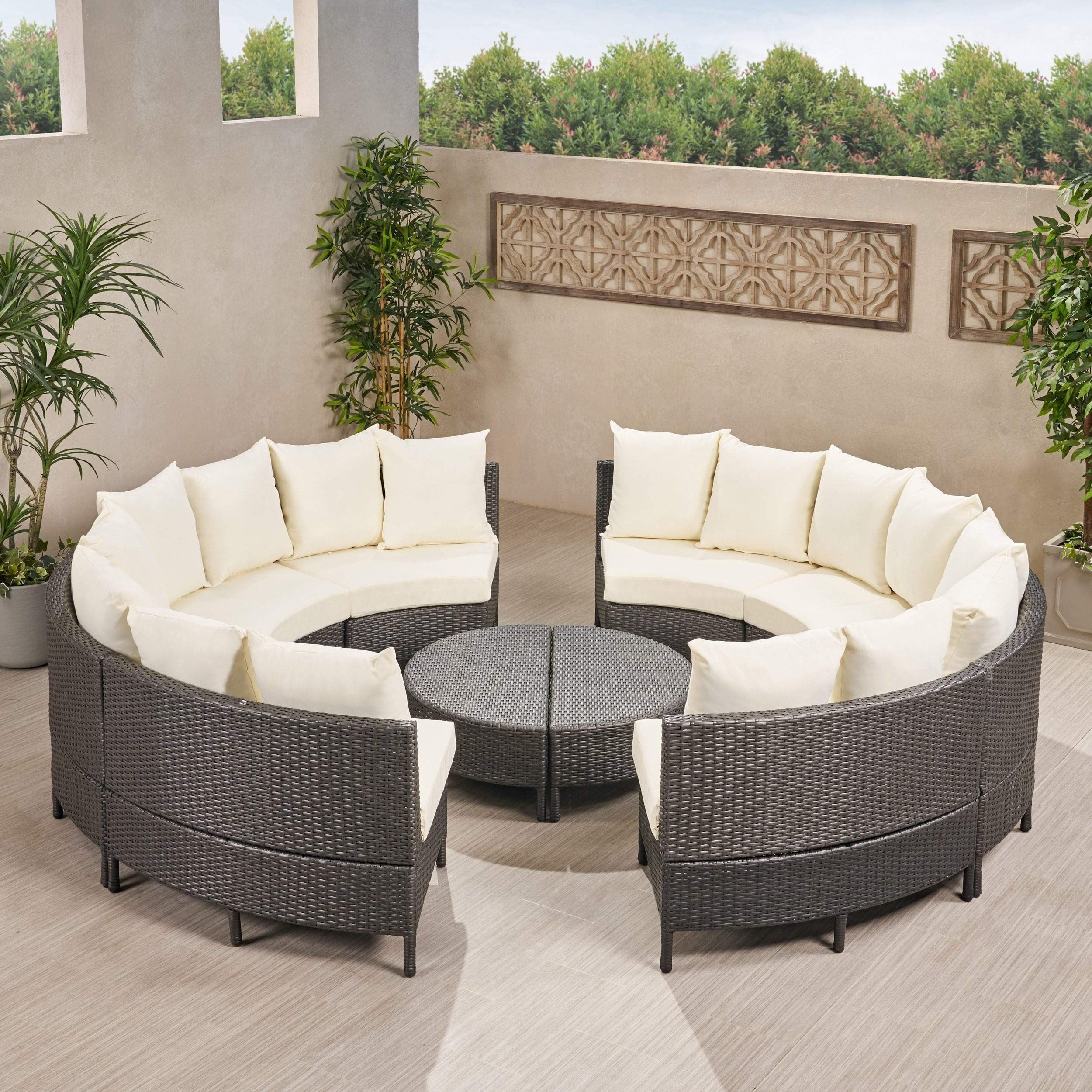 Christopher Knight Home 295752 Outdoor Patio Sofa Set - 3-Piece Waterproof Wicker Sectional with Cushions for Backyard, Garden, Poolside & Deck Relaxation