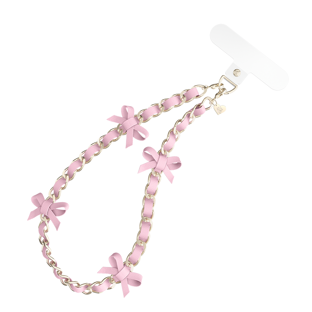 Elegant Pink Bow Leather Chain Phone Charm - Stylish Accessory for iPhone, Samsung & Smartphones - Perfect for Gifts, Parties & Everyday Fashion