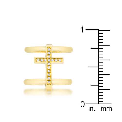 0.08ct Cubic Zirconia 14K Gold Cross Ring for Women - Elegant Religious Jewelry Gift for Baptism, Confirmation & Everyday Wear