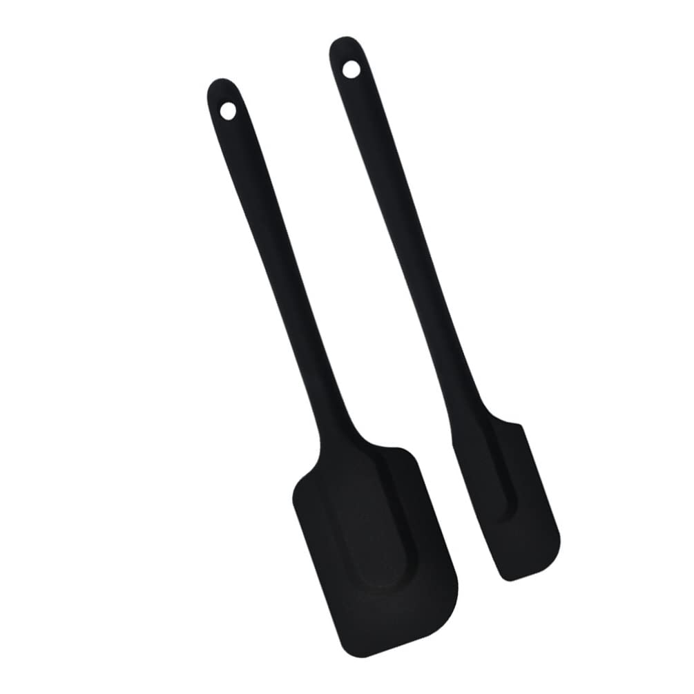 UPKOCH 2-Piece Silicone Spatula Set - Heat-Resistant, Seamless Design, Non-Stick Rubber Scrapers for Cooking, Baking, Mixing - Perfect for Cake Decorating, Cookie Dough, and Kitchen Prep (Black)