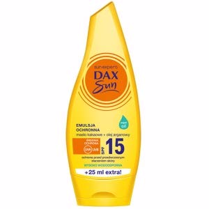 DAX Sun-Tanning Emulsion with Cocoa Butter & Argan Oil - SPF 15 Moisturizing Lotion - 175ml for Sun Protection & Healthy Glow - Perfect for Beach, Pool & Outdoor Activities