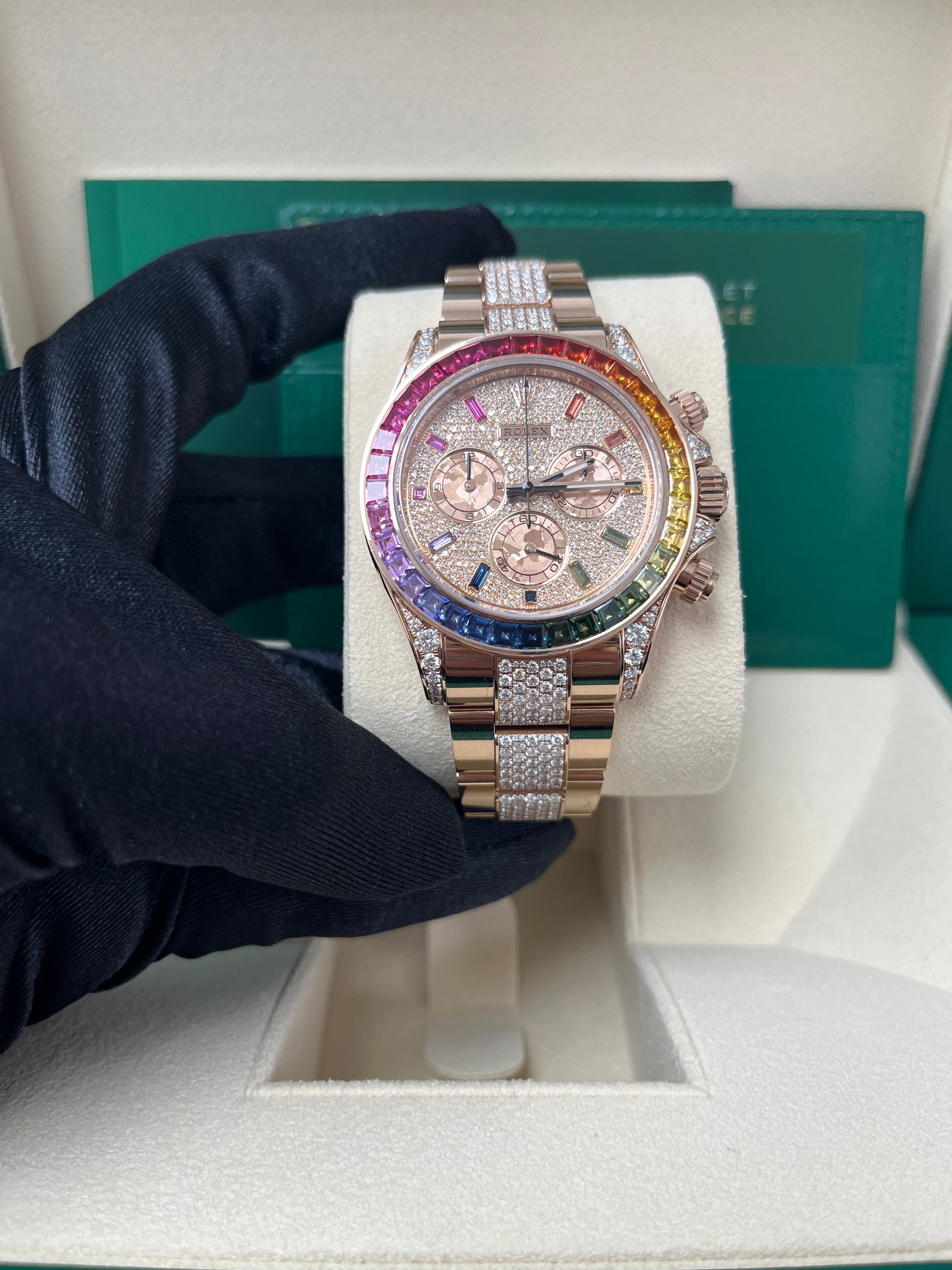 Rolex Cosmograph Daytona Everose Gold Diamond Rainbow Watch Ref# 116595RBOW - Luxury Swiss Men's Chronograph for Gifts, Collections & Special Occasions