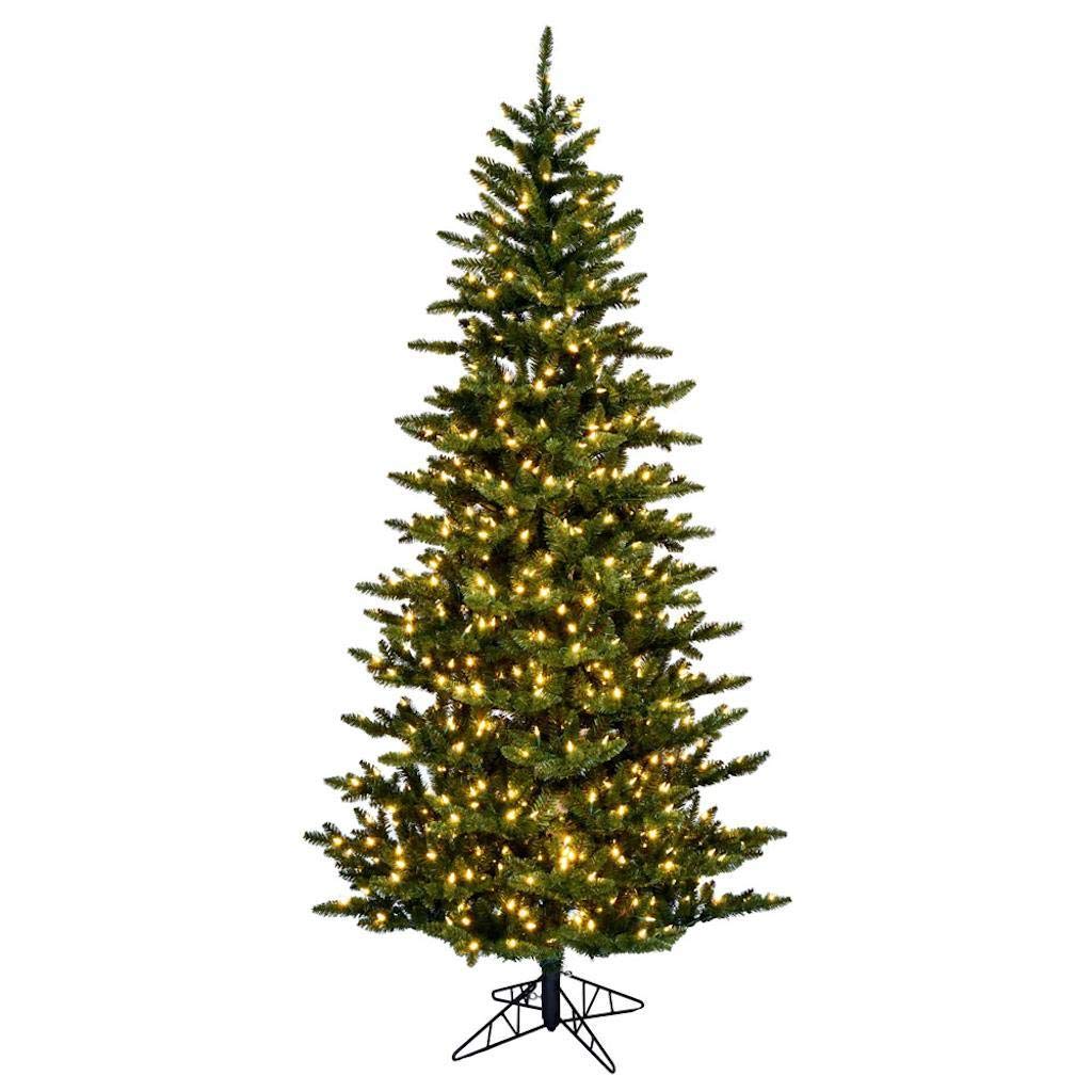 Vickerman 7.5-Foot Slim Artificial Christmas Tree with Multi-Color LED Lights - Realistic Fraser Fir Design for Holiday Home Decor, Office & Party Decoration