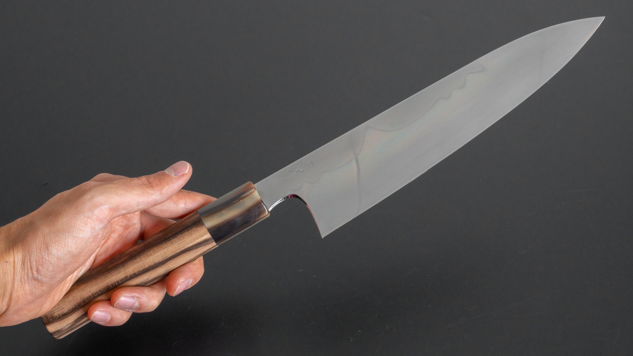 Hitohira Togashi Yohei White #1 Fuji Mizu Honyaki Gyuto 240mm Japanese Chef Knife - Kurokaki Persimmon Handle (#027) with Saya - Premium Kitchen Knife for Professional Chefs & Home Cooking