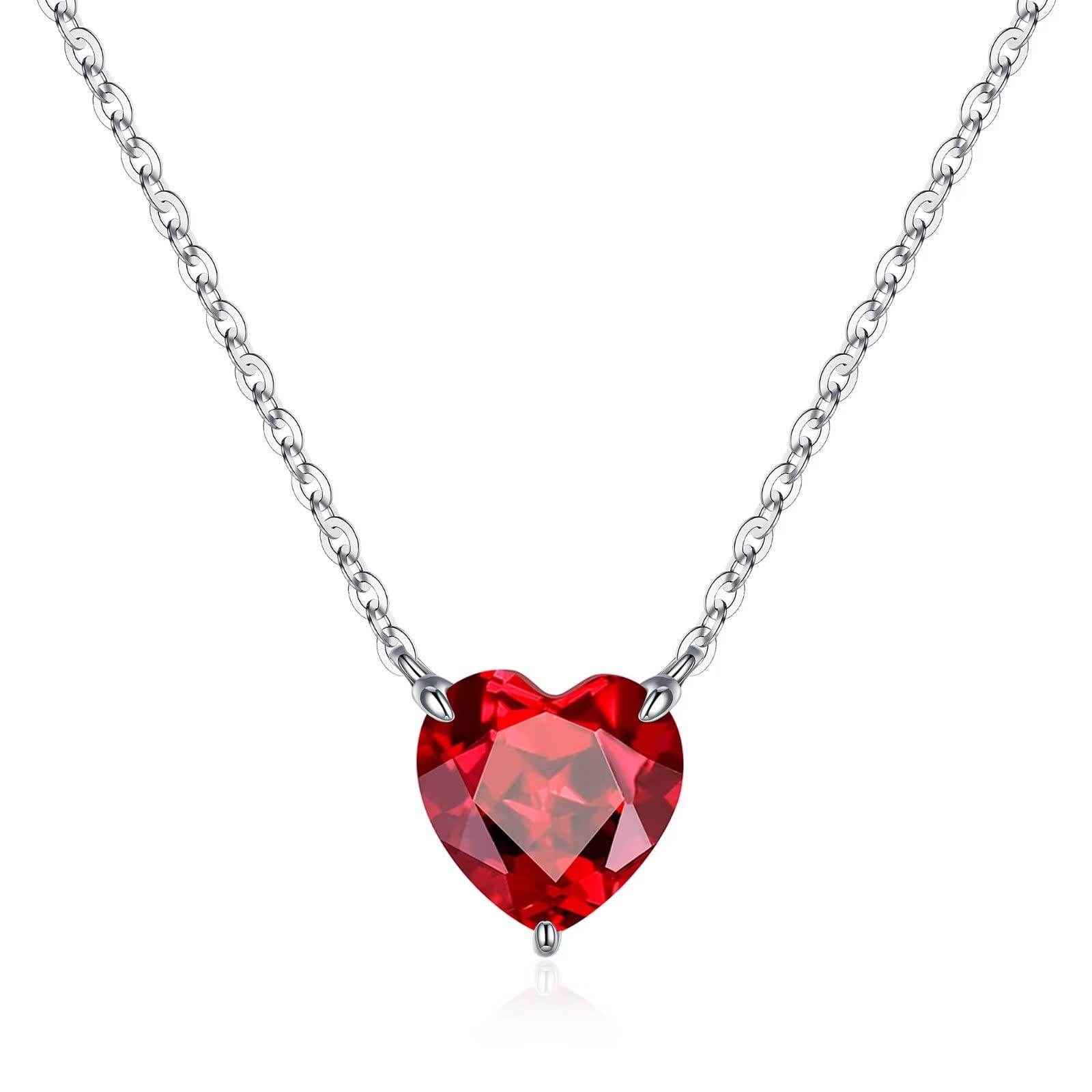 Heart Birthstone Pendant Necklace for Women - S925 Sterling Silver Love You Forever Jewelry with Birthstone | Anniversary, Christmas, Valentine's Day, Mother's Day & Birthday Gift for Her, Mom, Sister | Perfect for Romantic Occasions, Special Celebrations & Everyday Wear