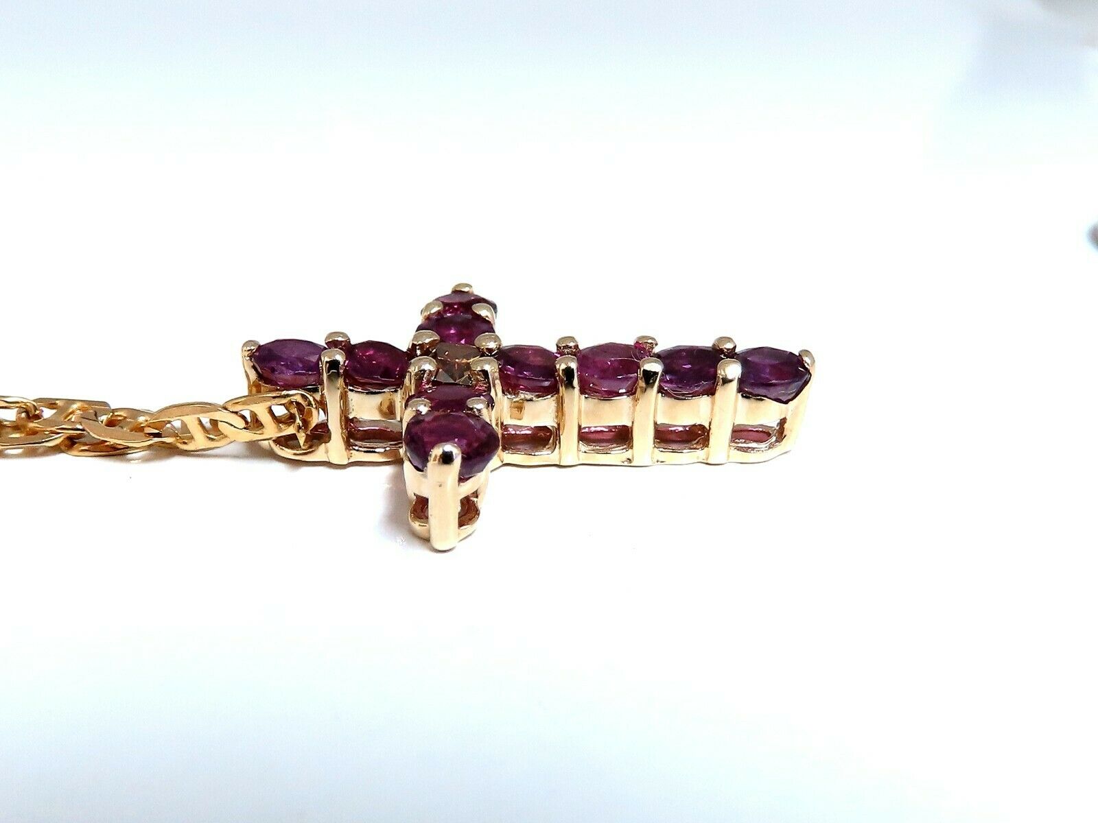 4.67ct Natural Ruby & Fancy Color Diamond Cross Pendant in 14K Gold - Elegant Jewelry for Weddings, Anniversaries & Special Occasions