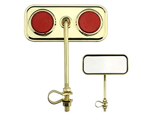 Gold & Red Rectangle Bike Mirrors - Set of 2 Durable Bicycle Rearview Mirrors for Enhanced Cycling Safety | Perfect for Road Bikes, Mountain Bikes & Commuting