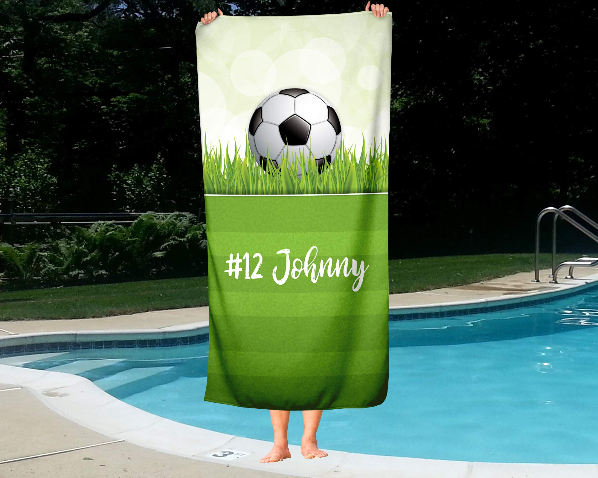 Custom Soccer Themed Towel for Kids & Adults - Personalized Soccer Ball Design Travel, Beach, Pool & Bath Towel - Perfect for Sports Enthusiasts, Toddlers, Boys & Girls (Red) - Great for Soccer Games, Beach Trips, Pool Parties & Bath Time