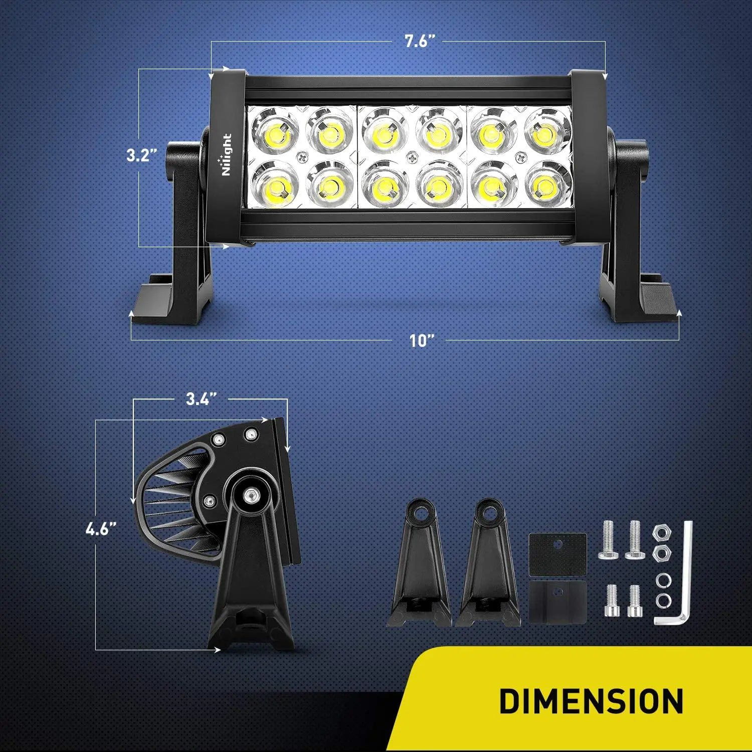 36W 7-Inch Double Row LED Light Bar - Waterproof Off-Road Spot Light for Trucks, ATVs, Boats & Outdoor Adventures