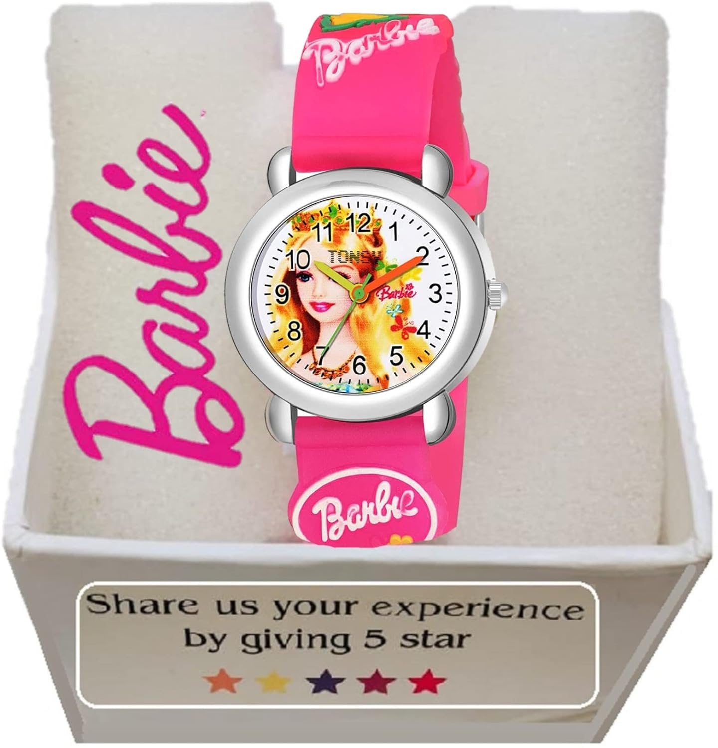 TONSY Girls Barbie Combo Watch Set - Pink & Red Digital Watch for Kids - Perfect for Birthday Gifts, School, and Playtime