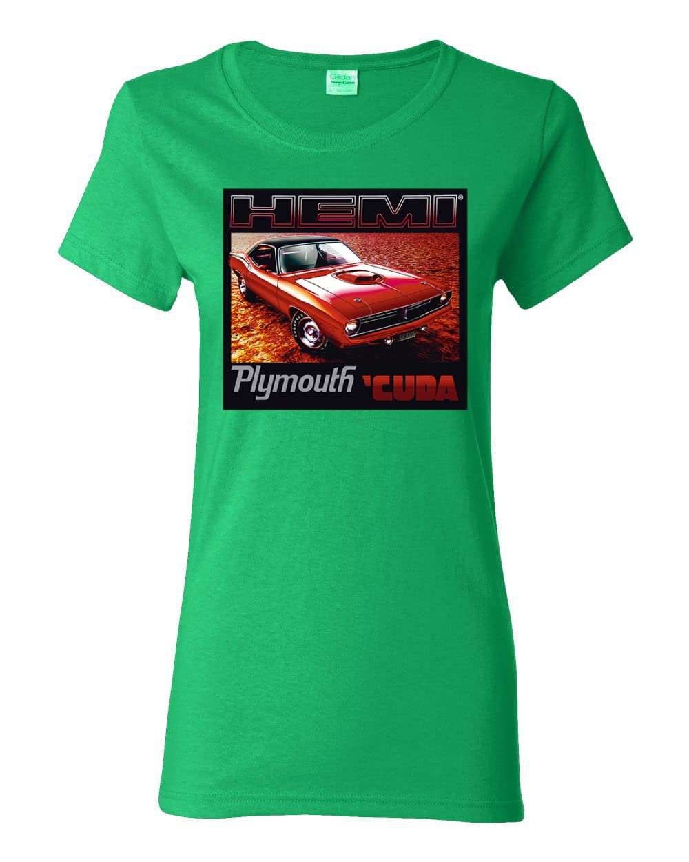1971 Hemi Plymouth Cuda American Muscle Car Graphic T-Shirt for Women - Vintage Car Enthusiast Gift, Casual Wear & Car Show Apparel