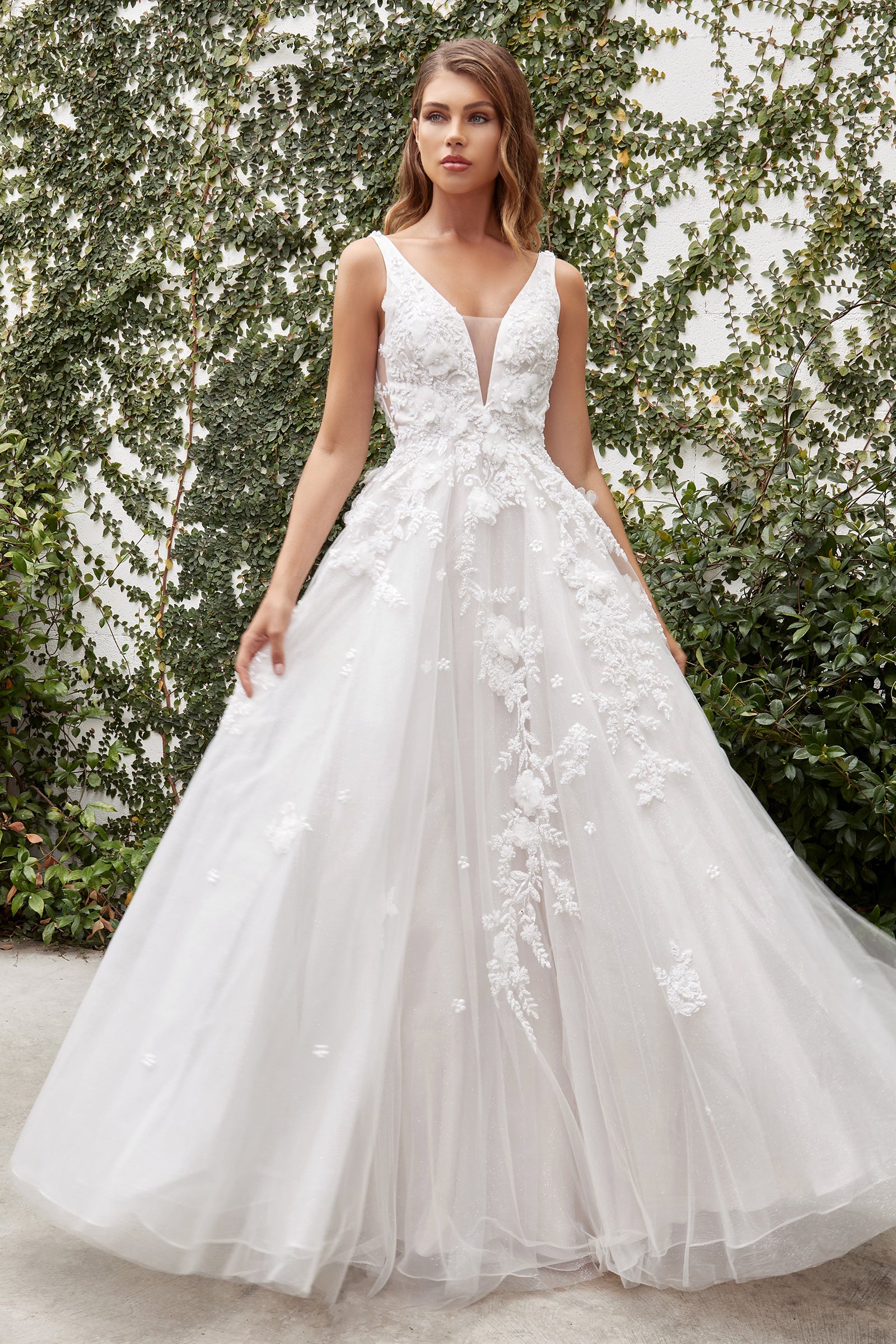Elegant Gardenia Lace Wedding Ball Gown by Andrea & Leo - A1028W for Bridal, Prom & Formal Events