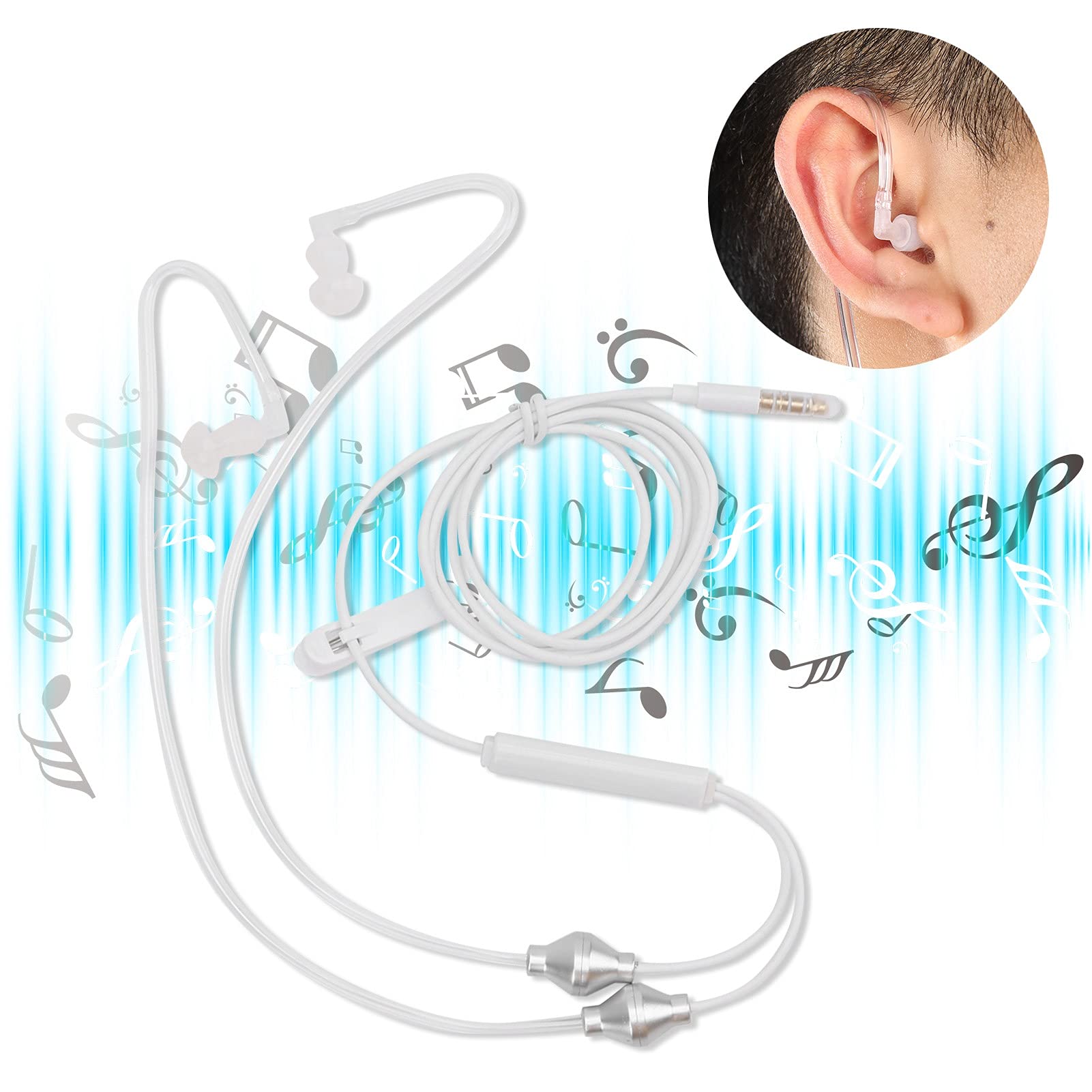 Premium Air Tube Headset for Samsung - Lightweight Ergonomic Design, Superior Sound Quality & Comfort - Perfect for Workouts, Gaming & Travel (White)
