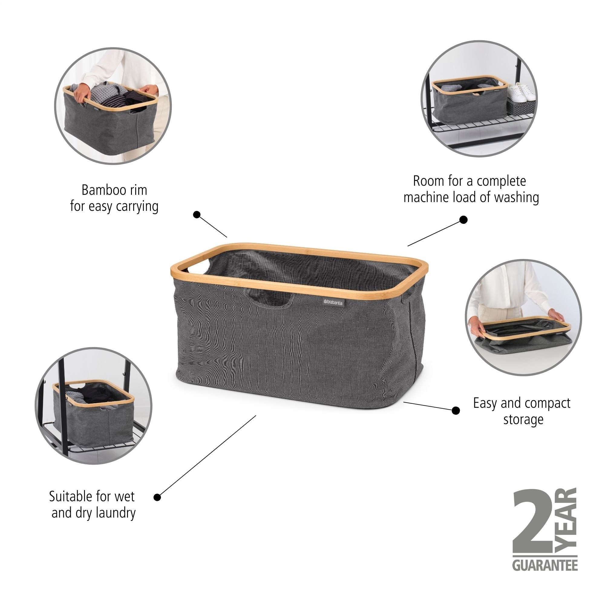 Foldable Laundry Basket 40L - Collapsible Clothes Hamper with Handles for Home, Dorm, Camping & Travel - Space Saving Storage Solution