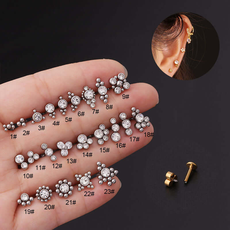 16G Cartilage Flat Back Labret Stud Earrings - Surgical Steel Push Pin for Helix, Tragus, Conch Piercings | Perfect for Everyday Wear & Professional Settings