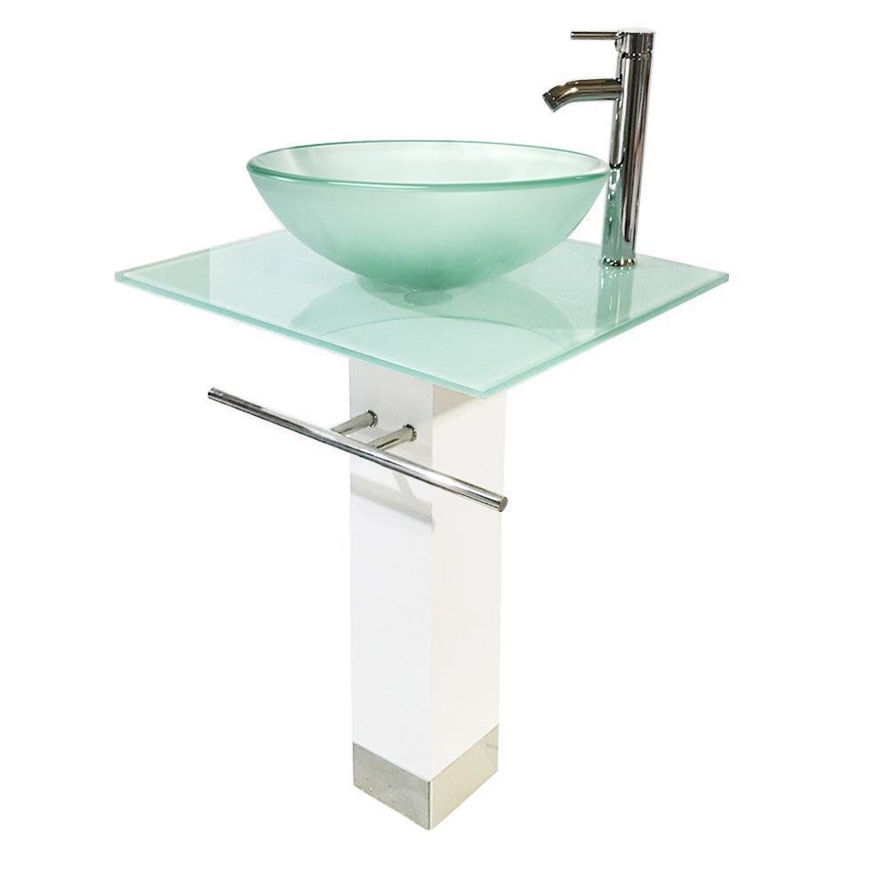 Modern White Frosted Glass Vessel Sink for Bathroom Vanity - Elegant Above Counter Basin for Powder Room, Master Bath & Guest Bathroom Decor