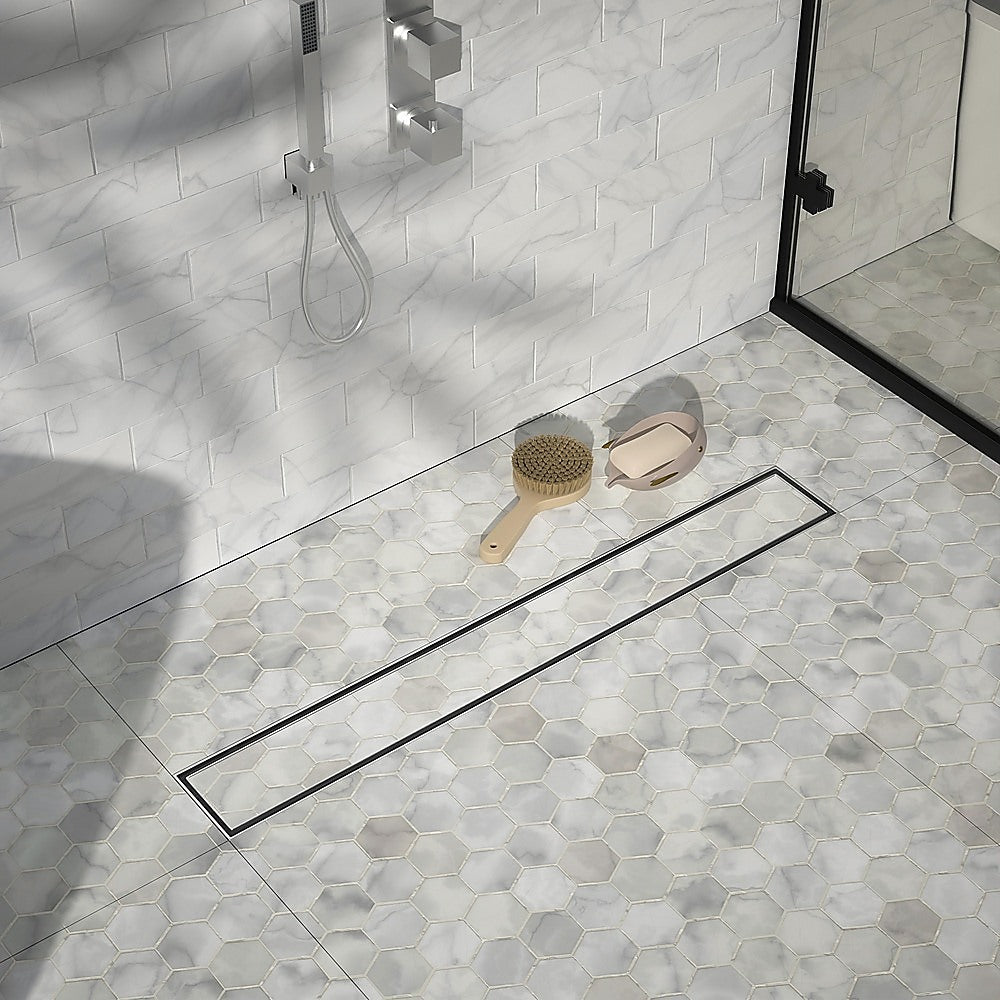 Stainless Steel Shower Drain Grate 1200mm - Center Outlet Tile Insert Bathroom Floor Waste - Ideal for Modern Bathrooms, Wet Rooms, and Walk-In Showers