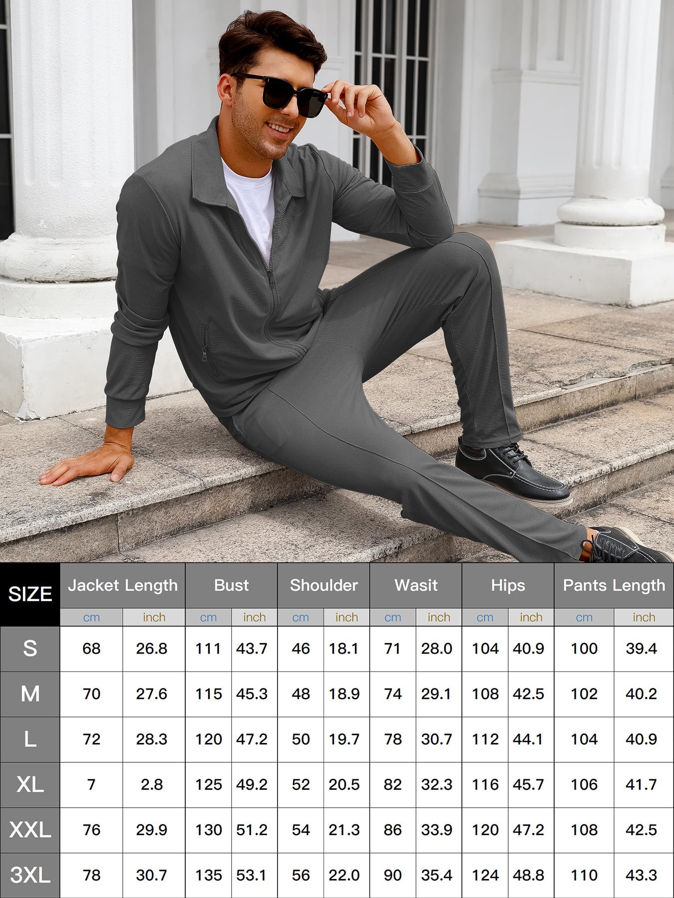 Men's Waffle Knit Tracksuit Set - 2 Piece Long Sleeve Zip Up Hoodie & Jogger Pants - Solid Color Athletic Sweatsuit for Running, Gym, and Casual Wear