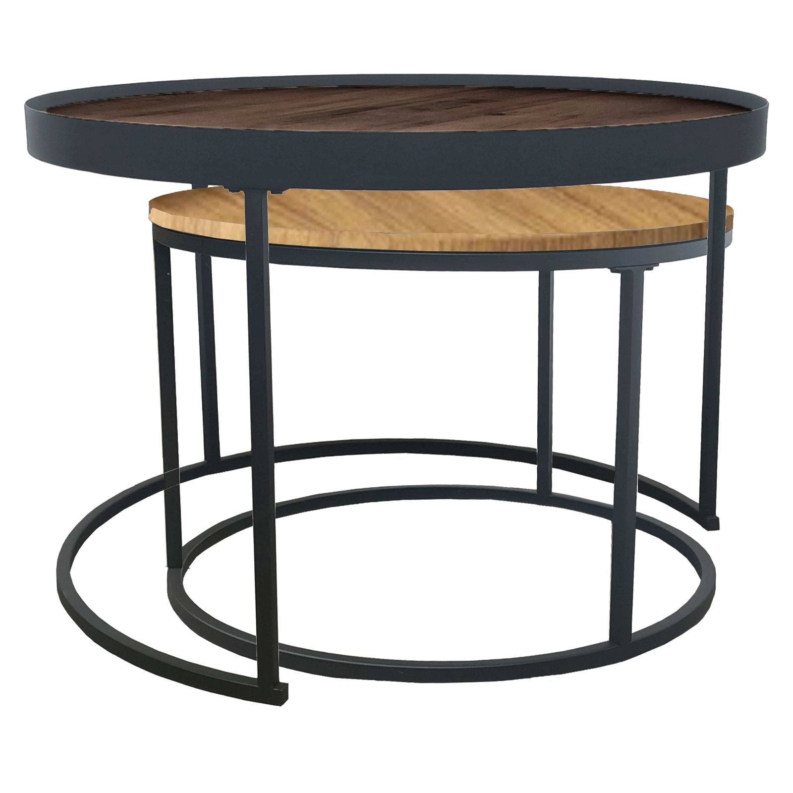 Modern Nested Coffee Table Set - Dark Walnut & English Oak Finish - Contemporary Living Room Furniture for Small Spaces - Perfect for Apartments, Condos and Cozy Homes