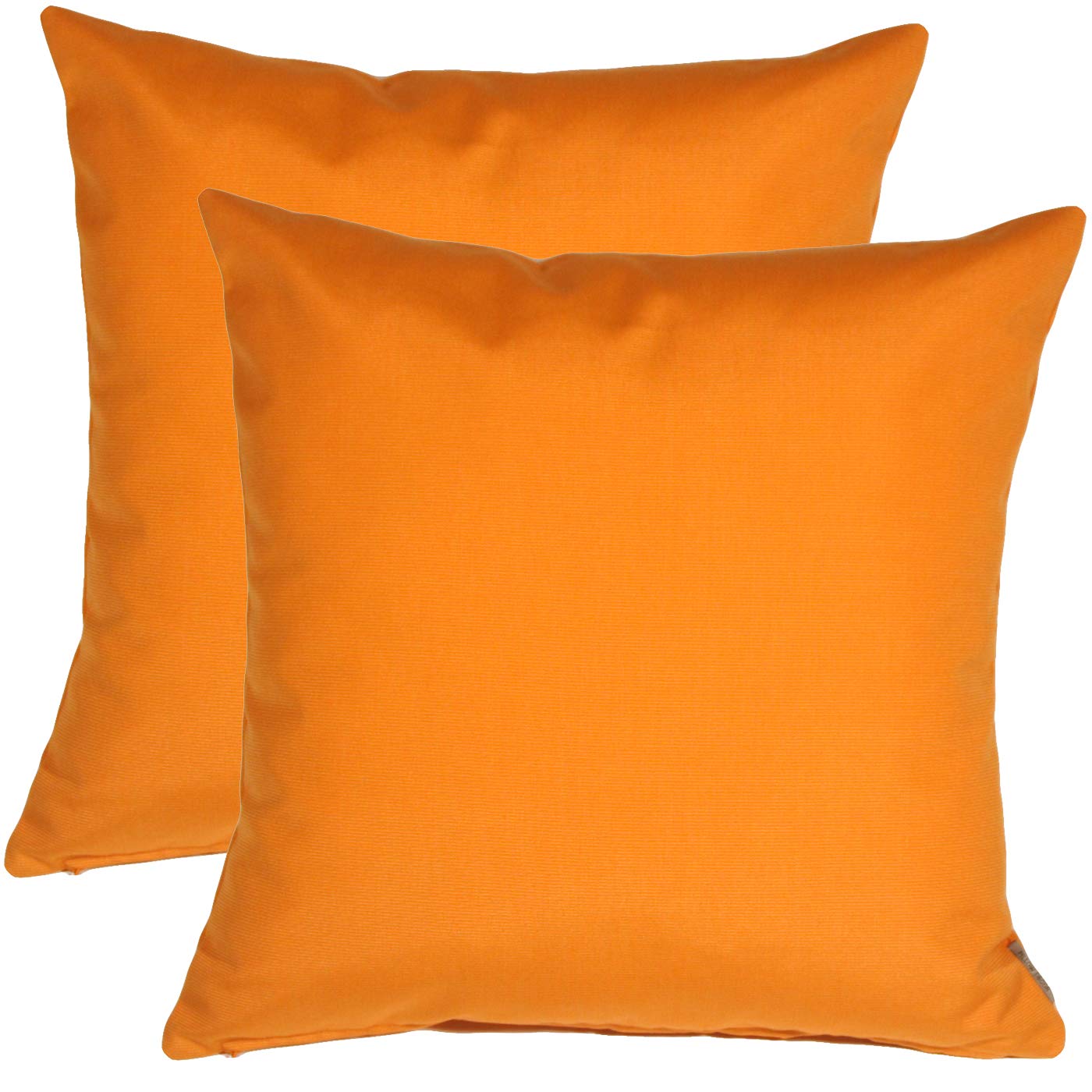 Sunbrella Outdoor Throw Pillows 20x20 Inches (Set of 2) with Inserts - Waterproof & Fade-Resistant Decorative Cushions for Patio, Poolside, and Garden Furniture - Tangerine Orange
