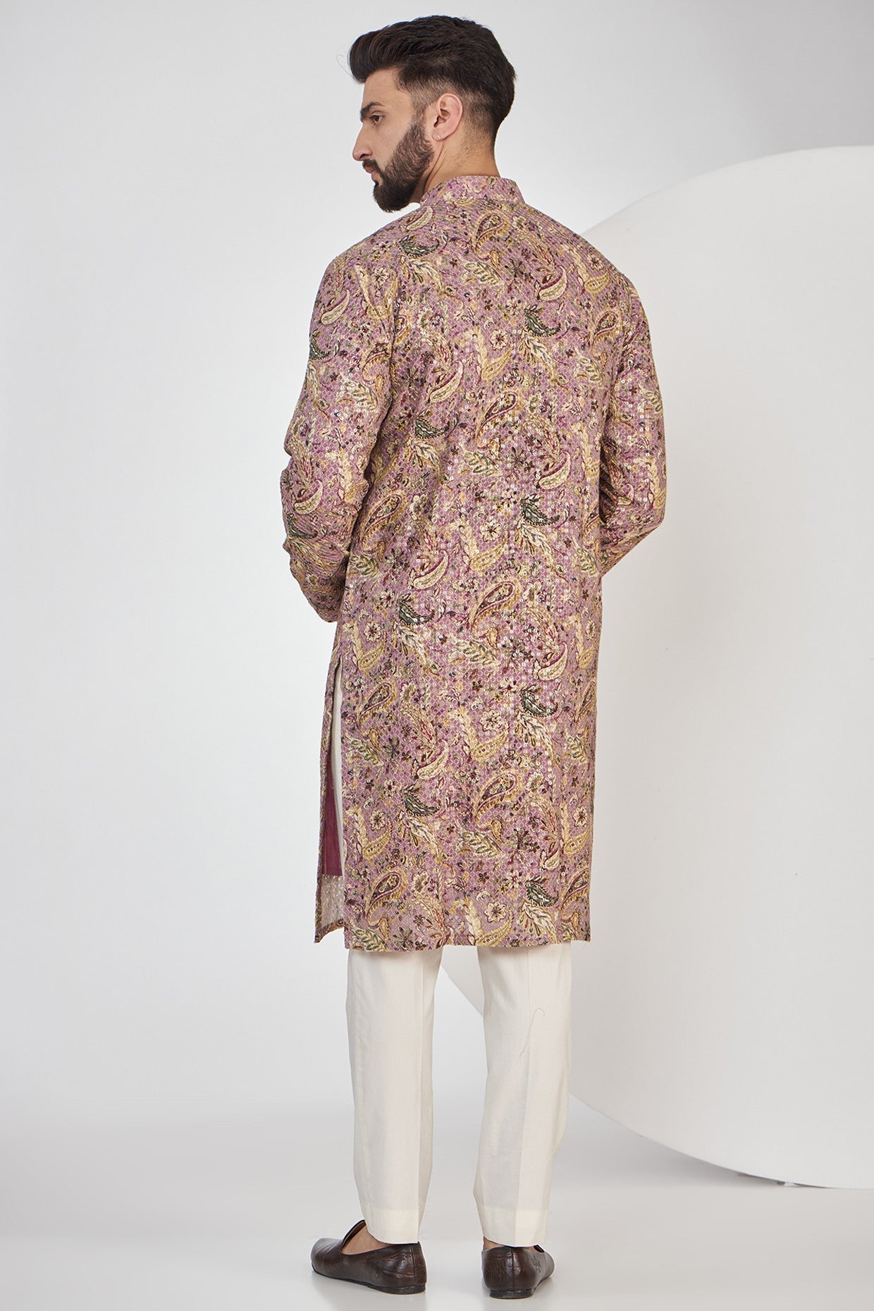 Stylish Purple and Yellow Embroidered Kurta with Print Design - Perfect for Festivals, Weddings & Casual Wear