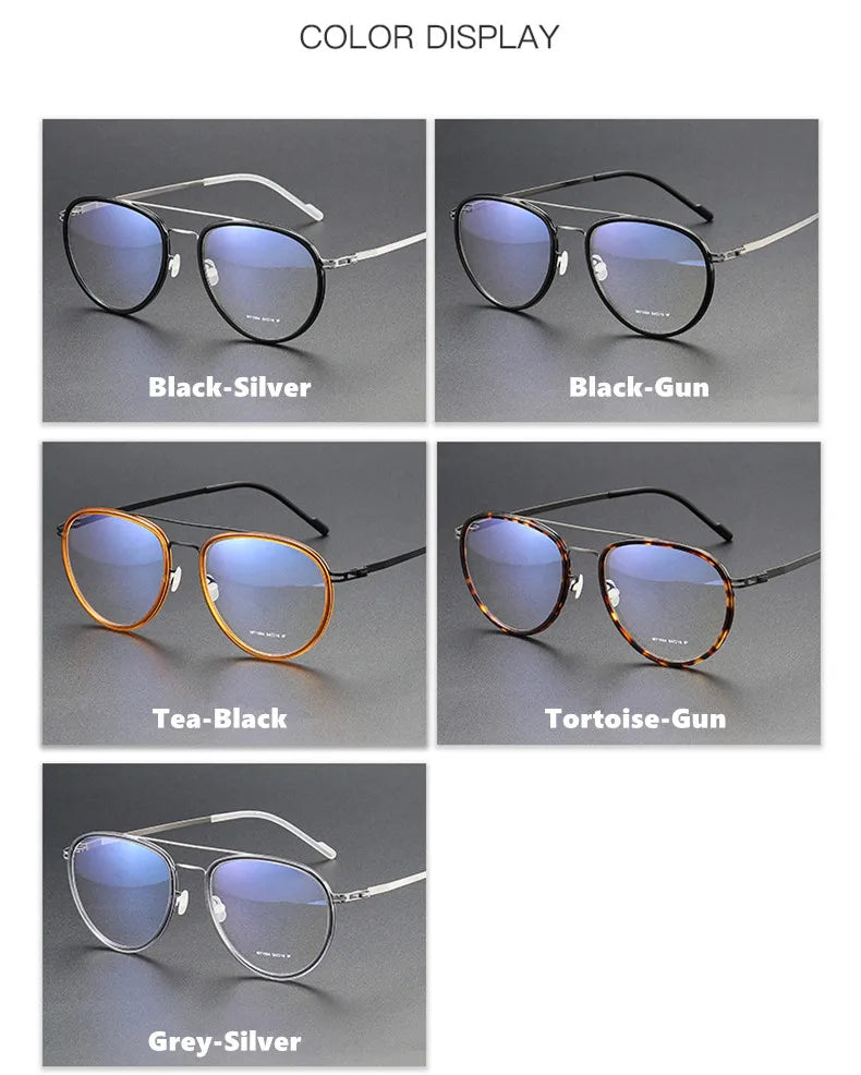 Stylish Unisex Oval Full Rim Double Bridge Acetate & Steel Eyeglasses Frame 1004 - Perfect for Work, Reading, and Everyday Fashion